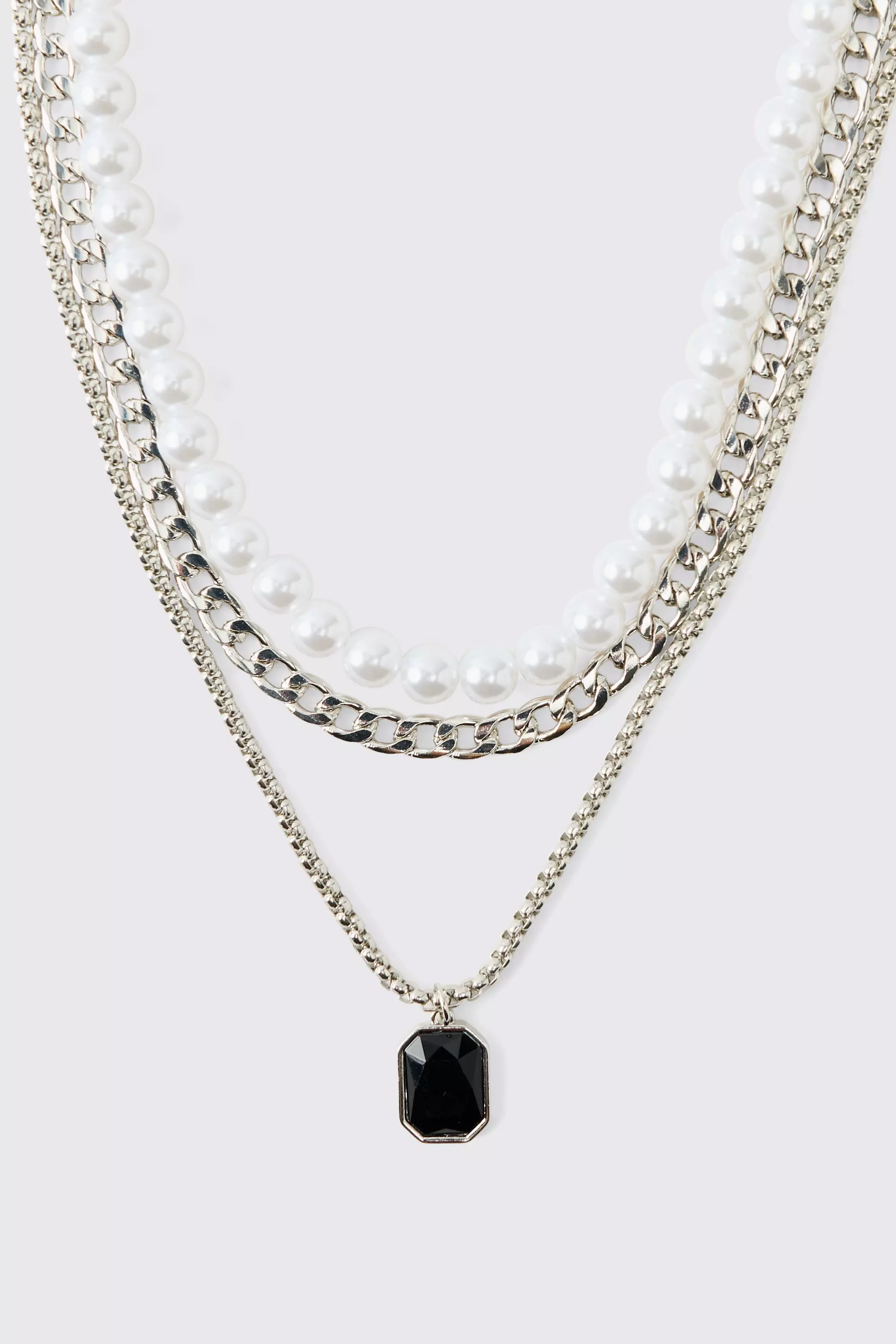 Silver Dubbele Ketting Met Steentjes alternatieve afbeelding