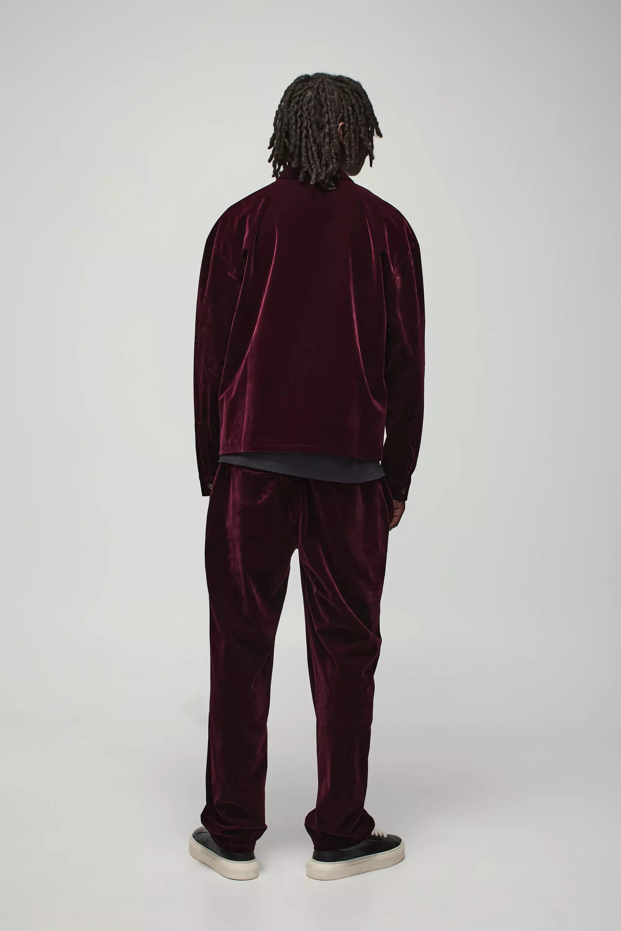 Wine Oversized Zip Through Velour Overshirt alternative image