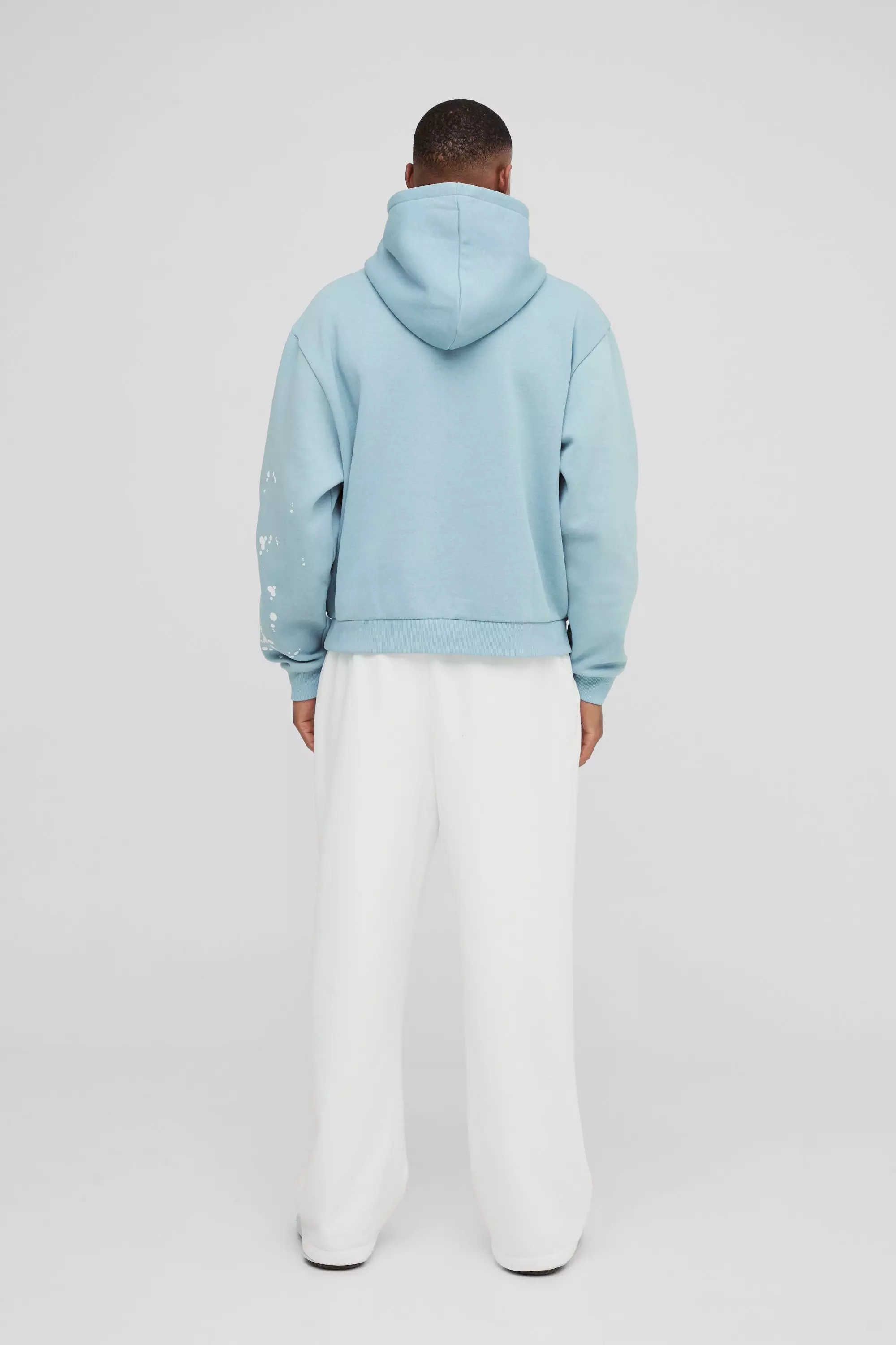 Light blue Oversized Boxy Paint Splatter Homme Hoodie alternative image
