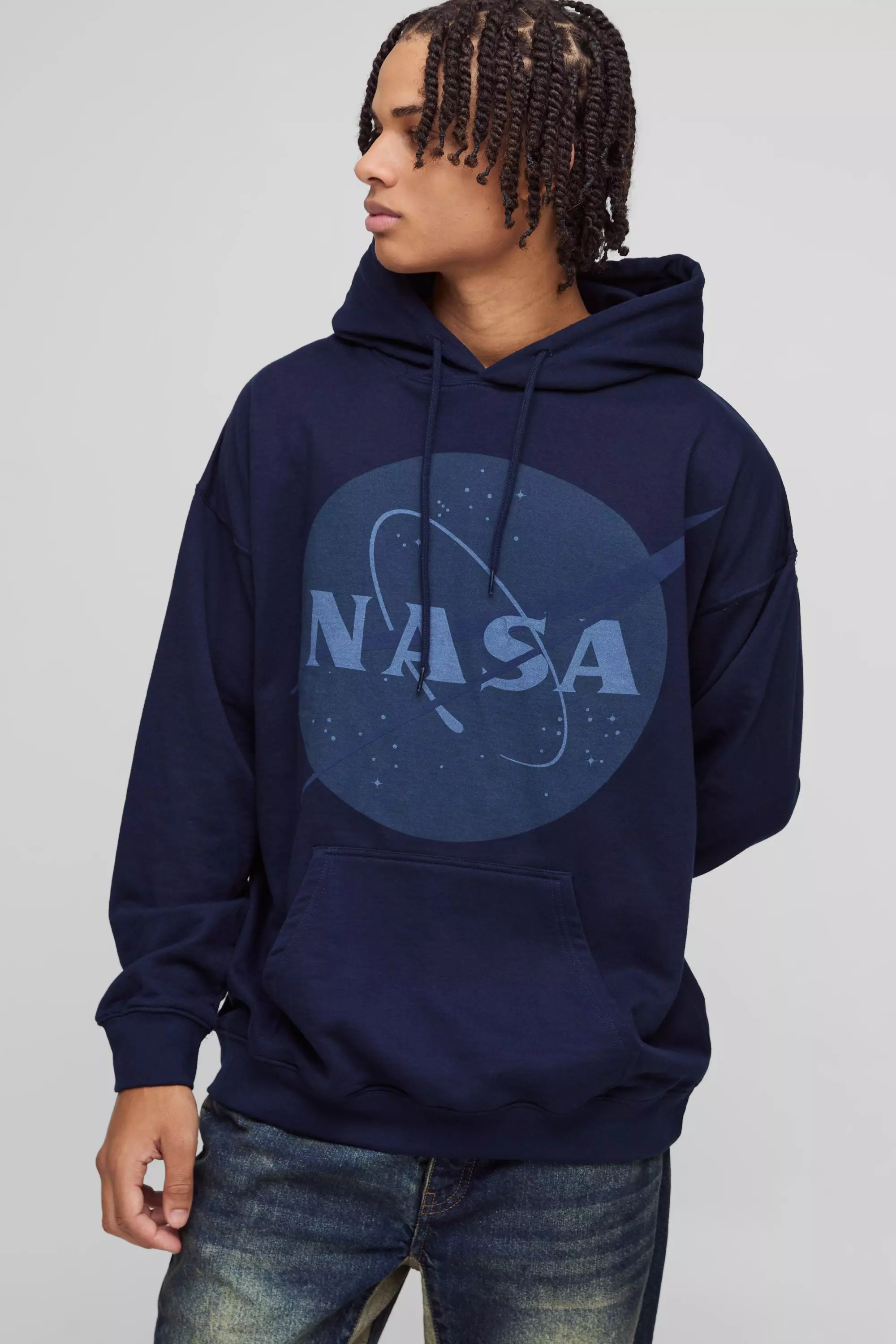 Oversized Nasa License Print Hoodie boohooMAN USA