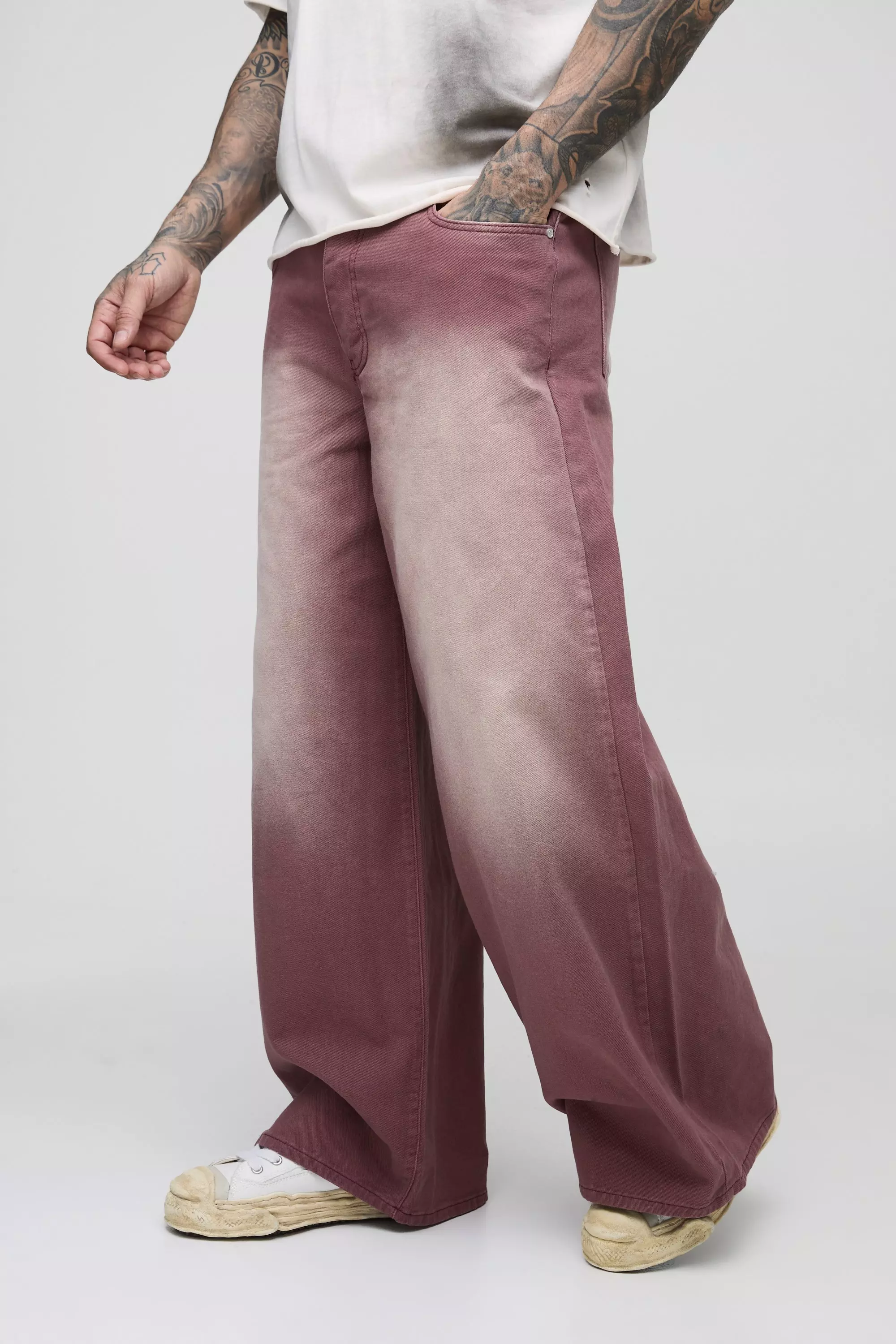 Red Tall Baggy Rigid Extreme Washed Jeans alternative image