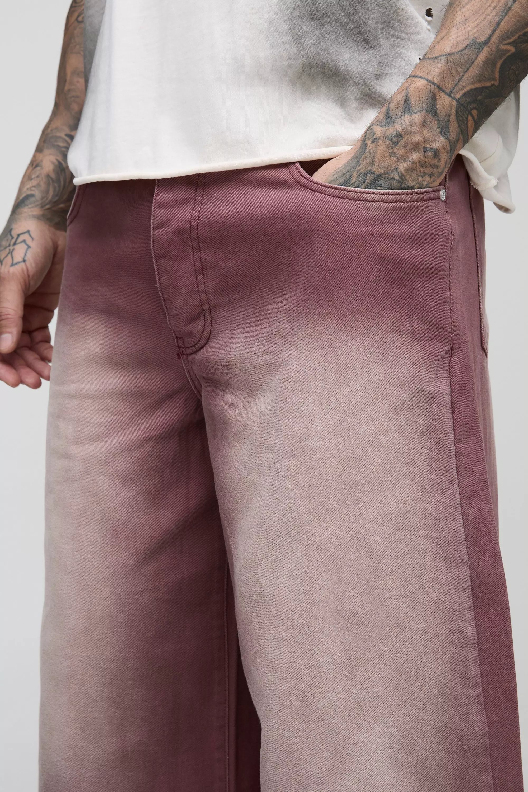Red Tall Baggy Rigid Extreme Washed Jeans alternative image