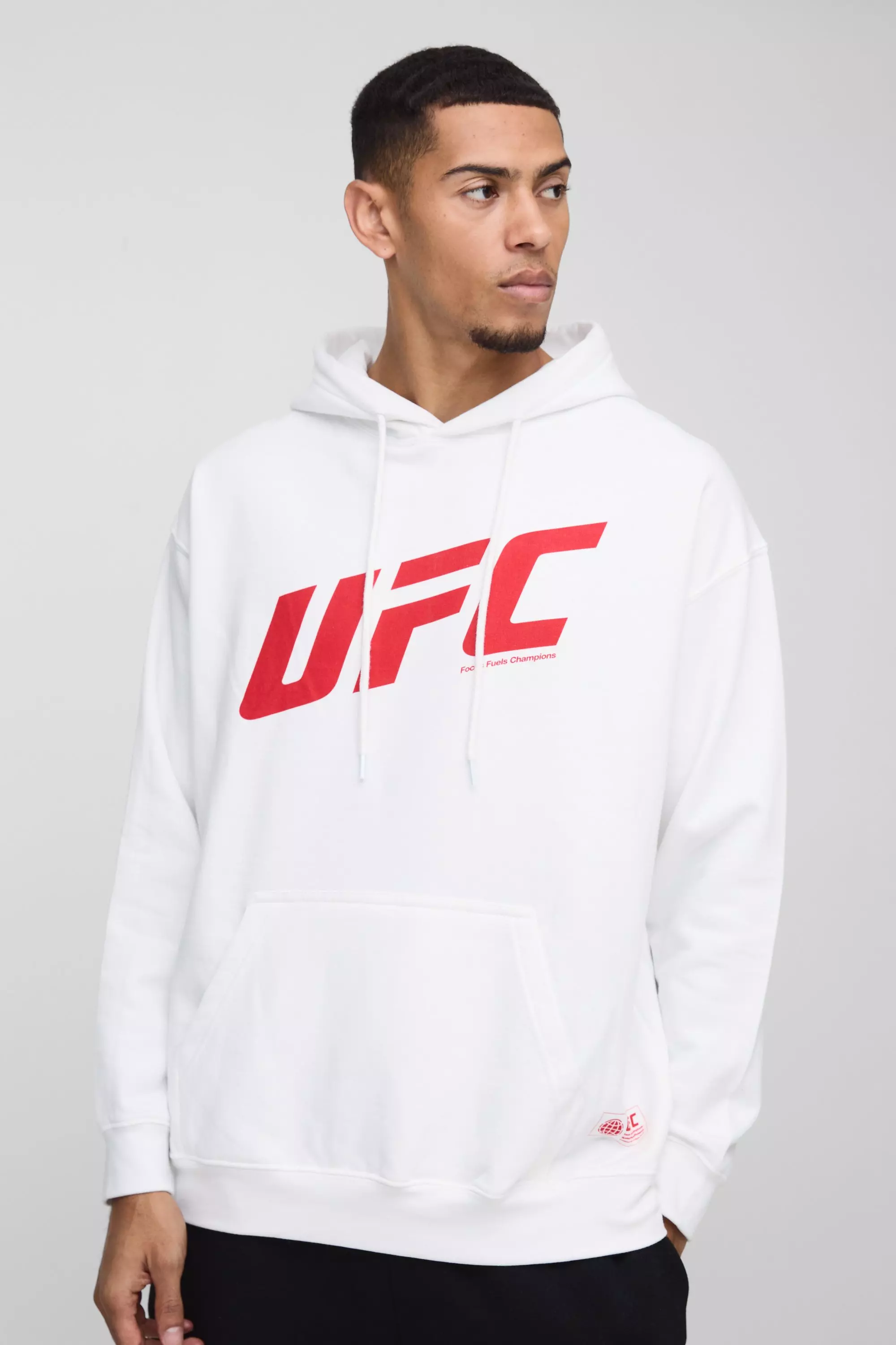 White Oversized UFC Sports License Print Hoodie alternative image