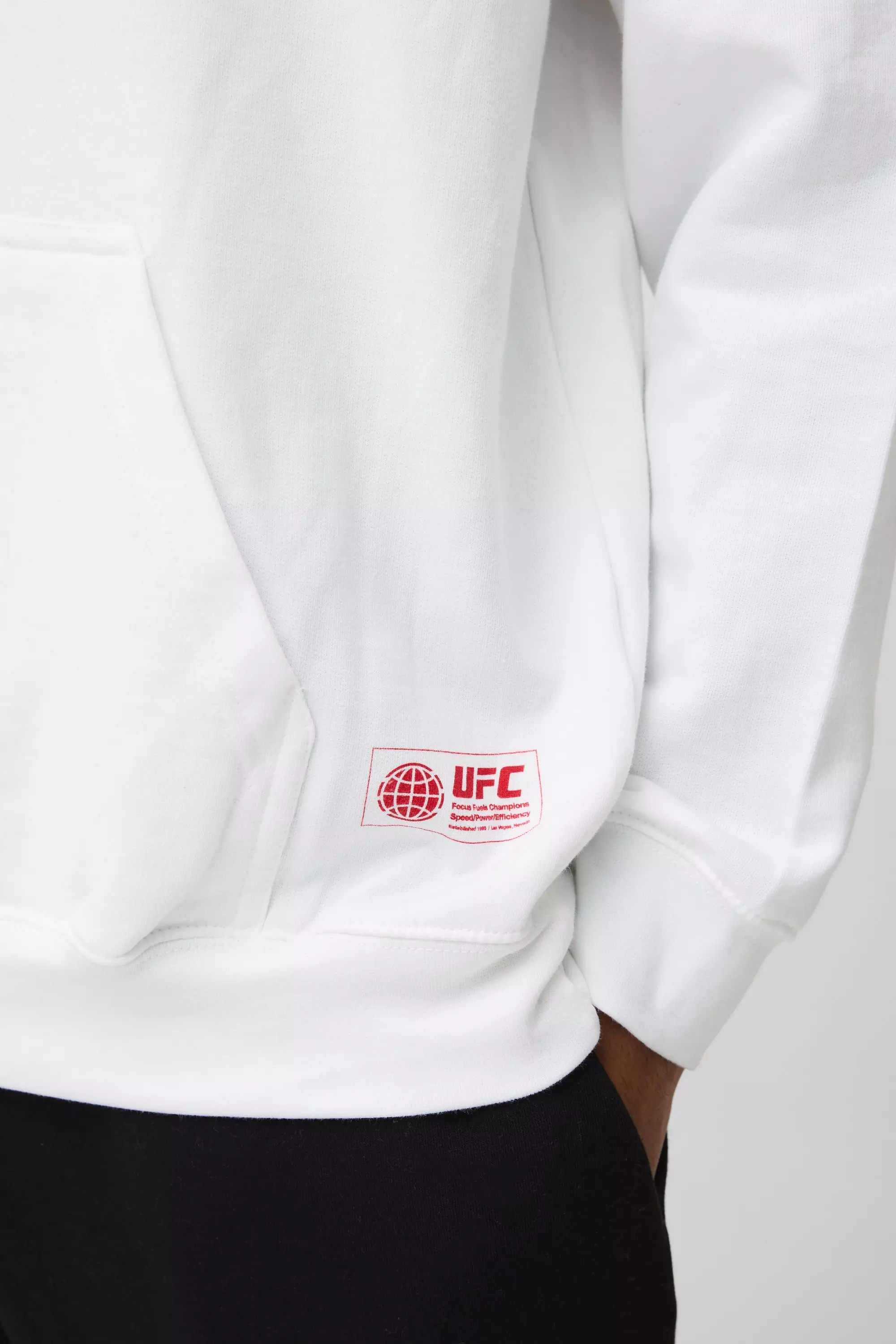 White Oversized UFC Sports License Print Hoodie alternative image