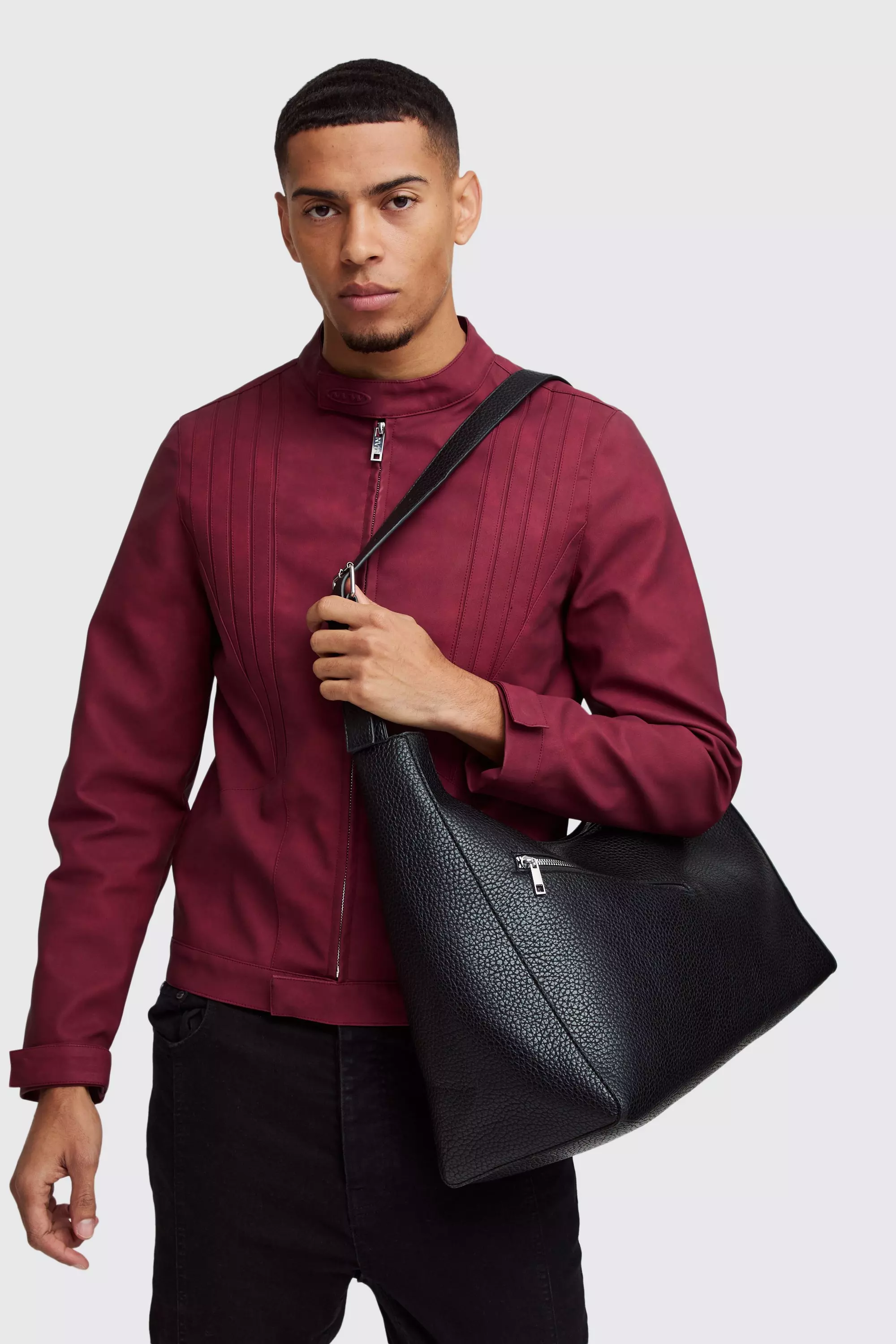 Black Faux Leather Extreme oversized Shoulder bag alternative image
