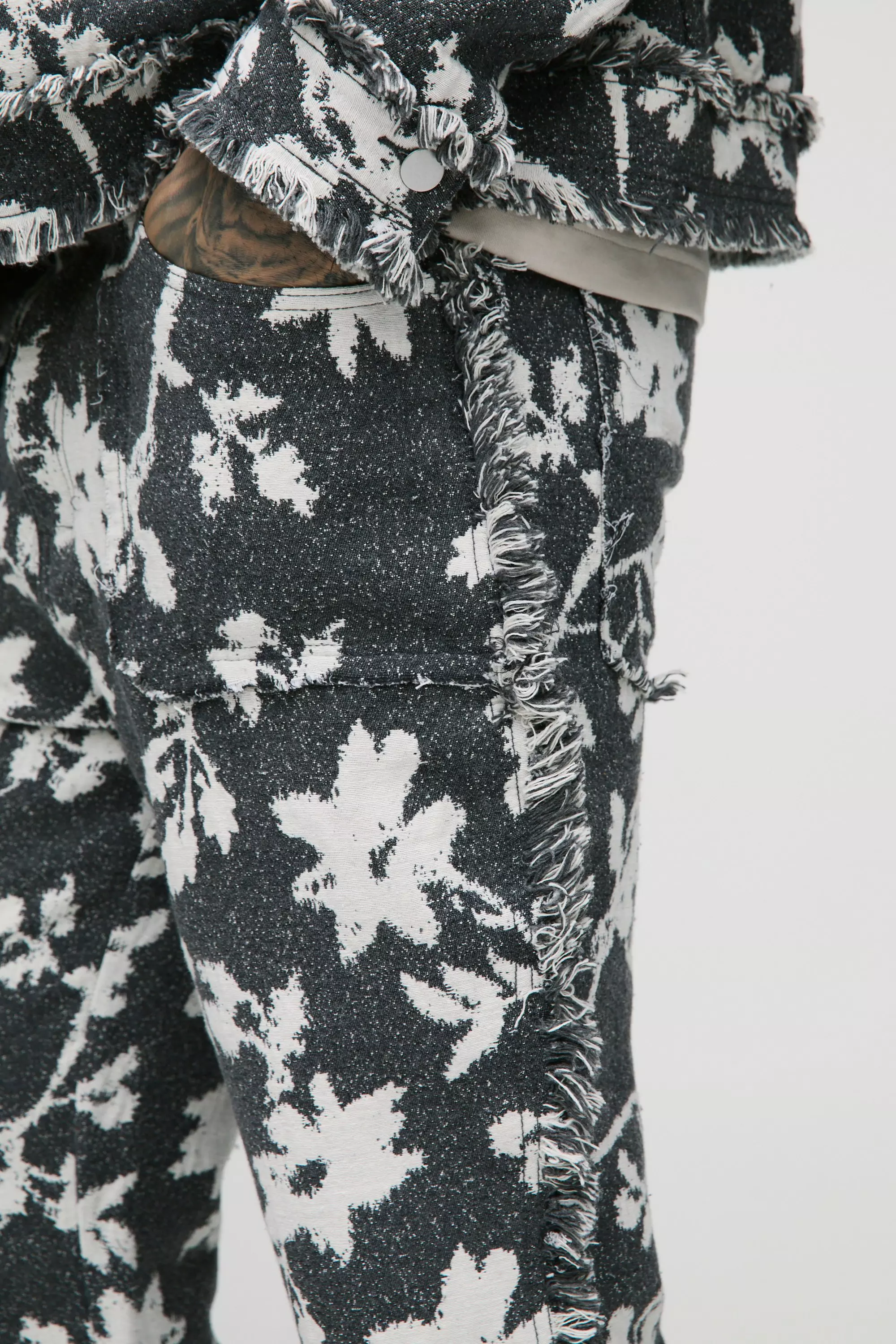 Grey Tall Floral Tapestry Stacked Flared Trousers alternative image