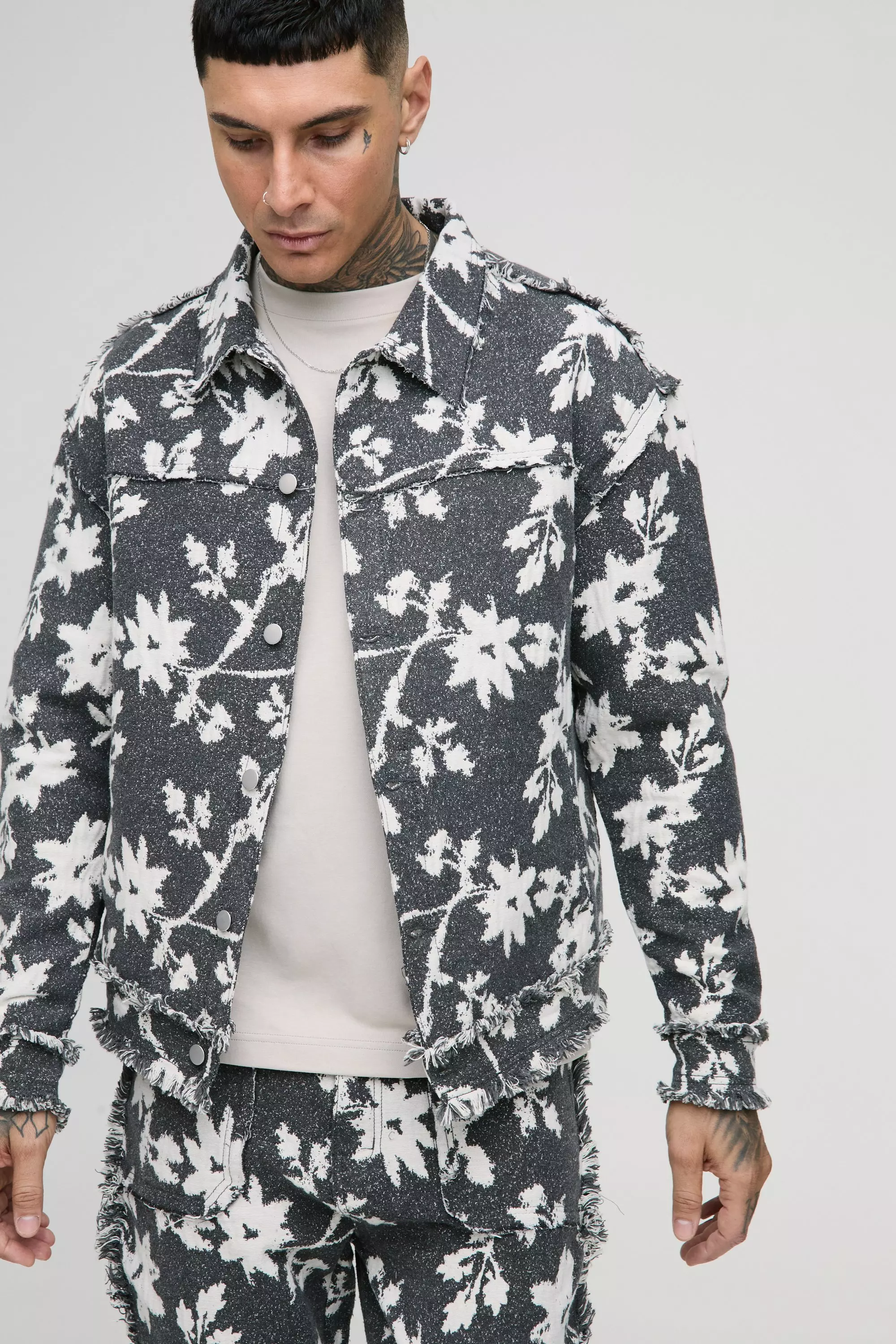 Tall - Surchemise oversize fleurie, Grey autre image