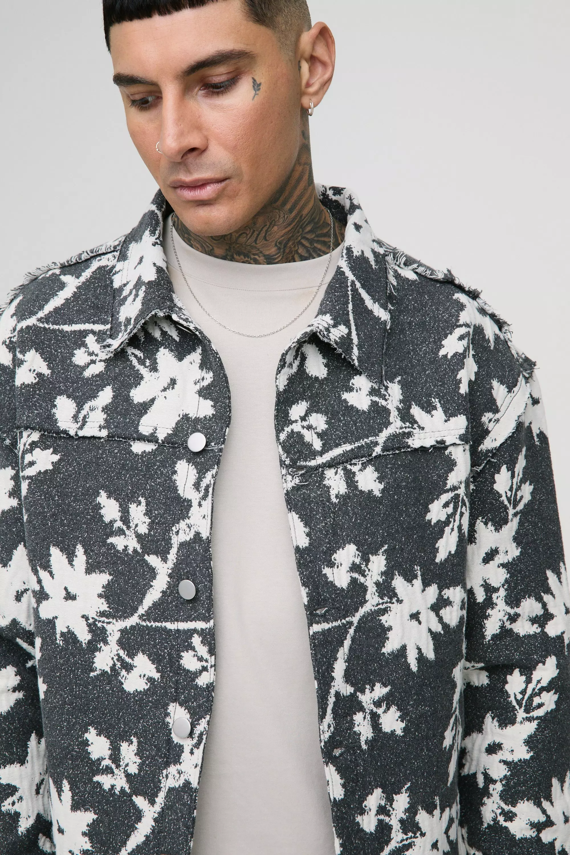 Tall - Surchemise oversize fleurie, Grey autre image