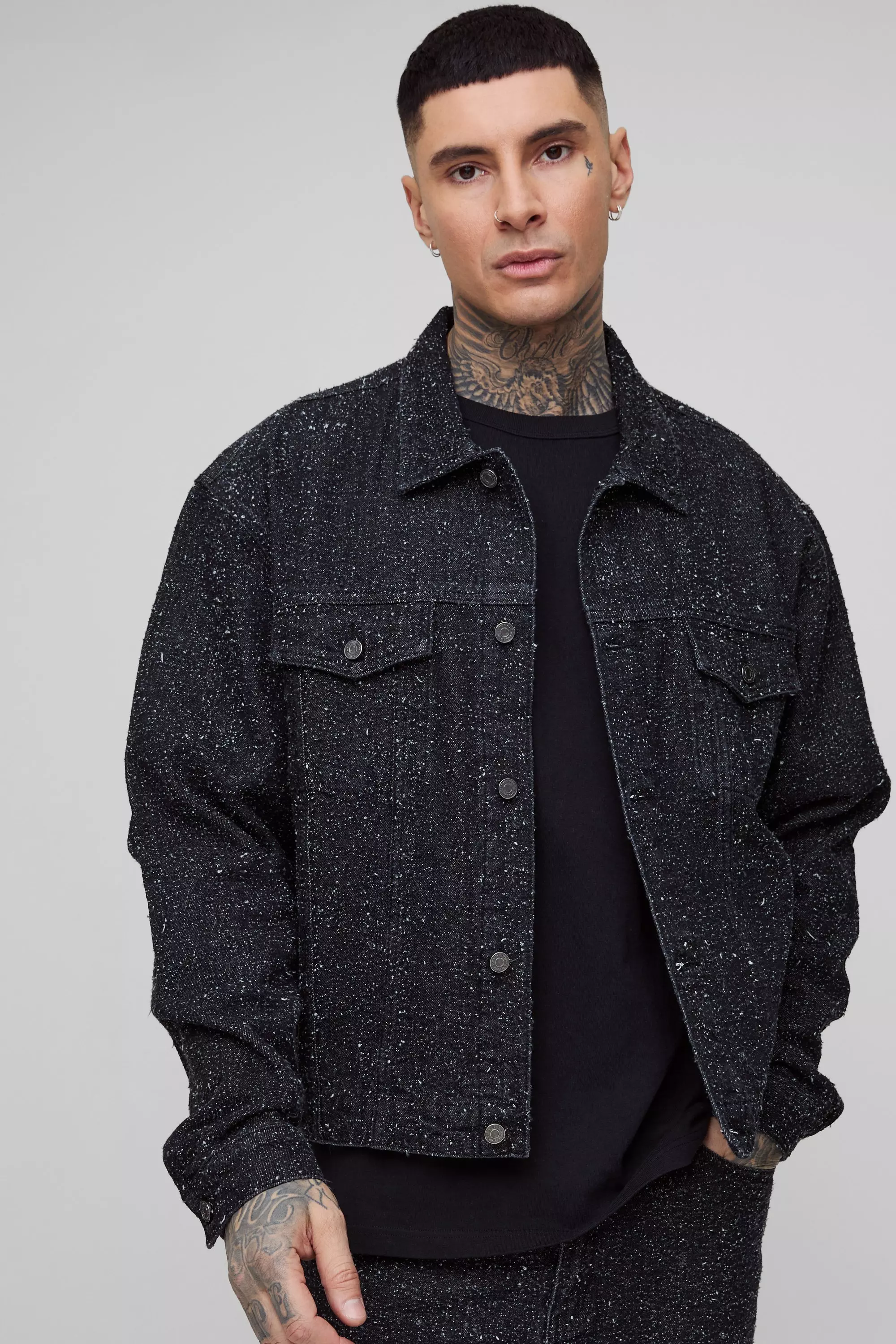 Black Tall Oversized Neppy Spijkerjas alternatieve afbeelding