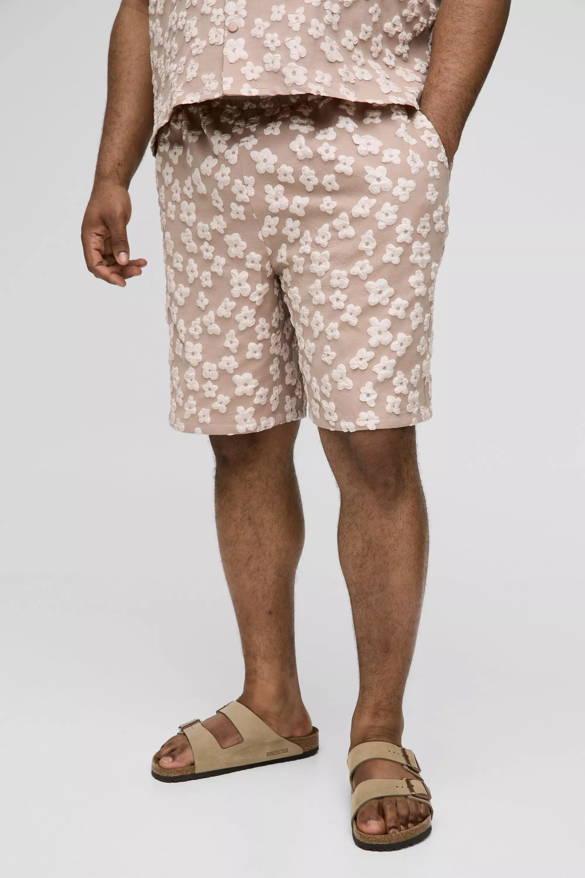 Grande taille - Short satiné fleuri, Stone autre image
