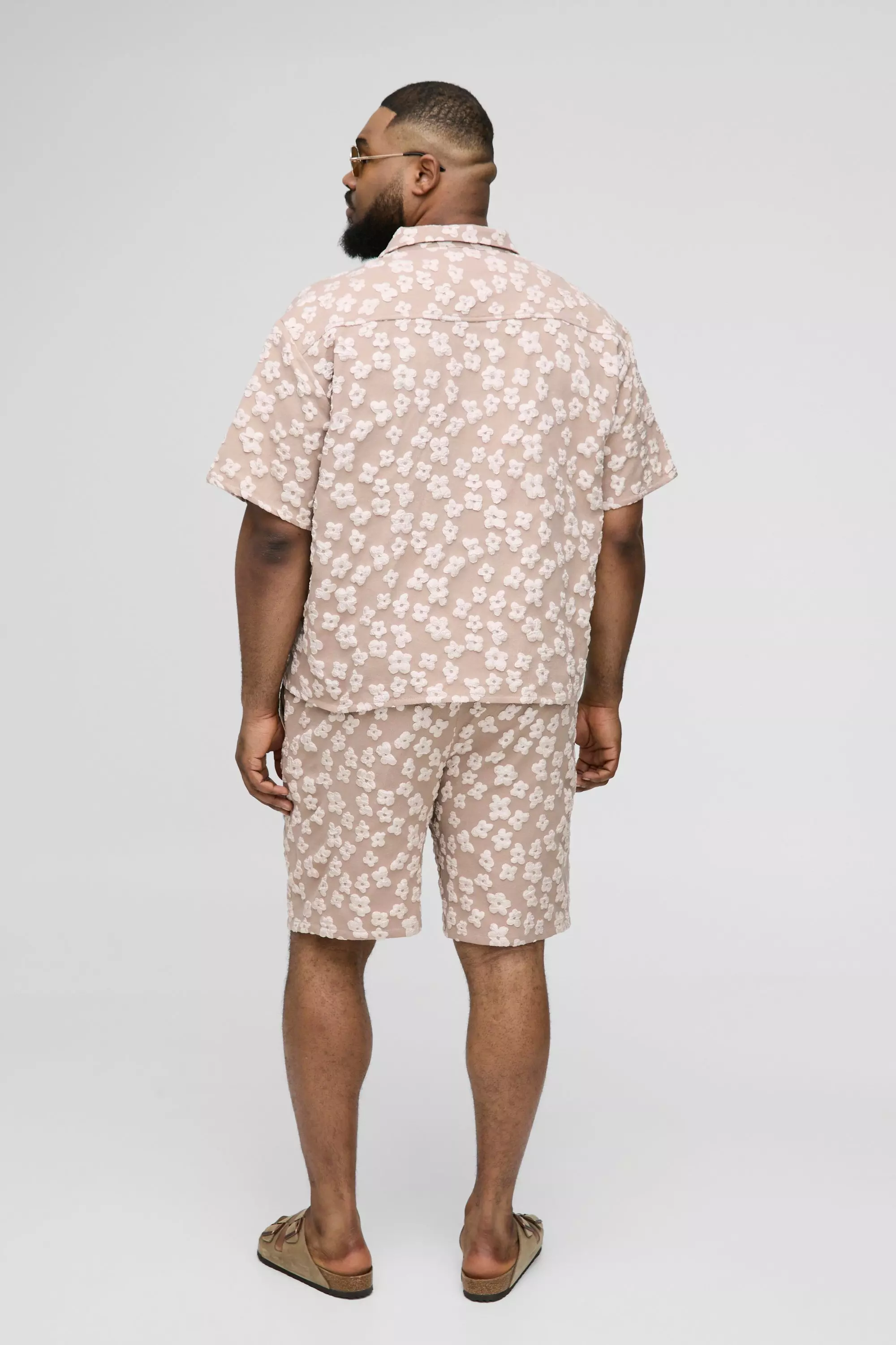Grande taille - Short satiné fleuri, Stone autre image
