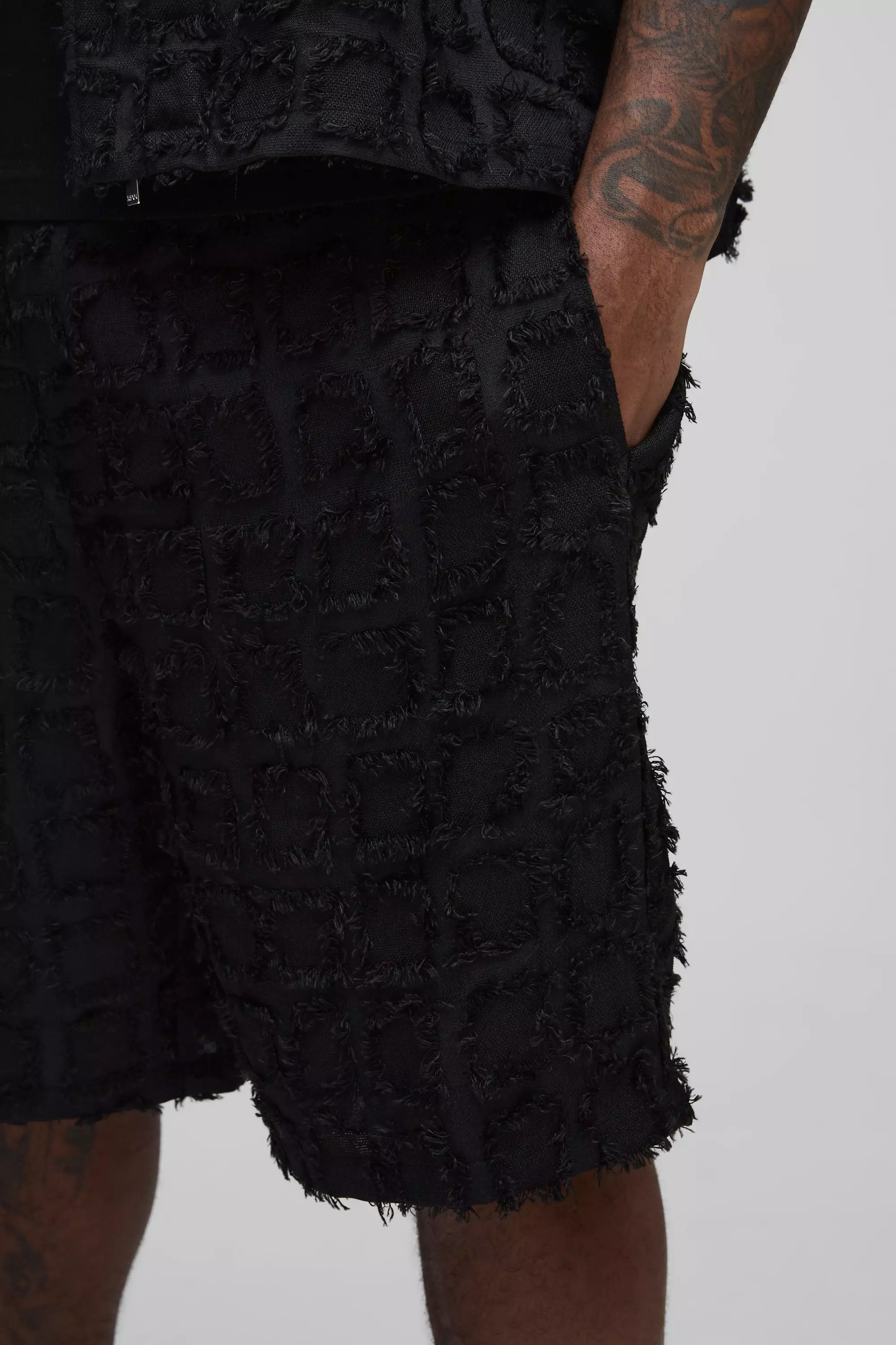 Black Plus Smart Relaxed Fit Tufted Shorts alternative image