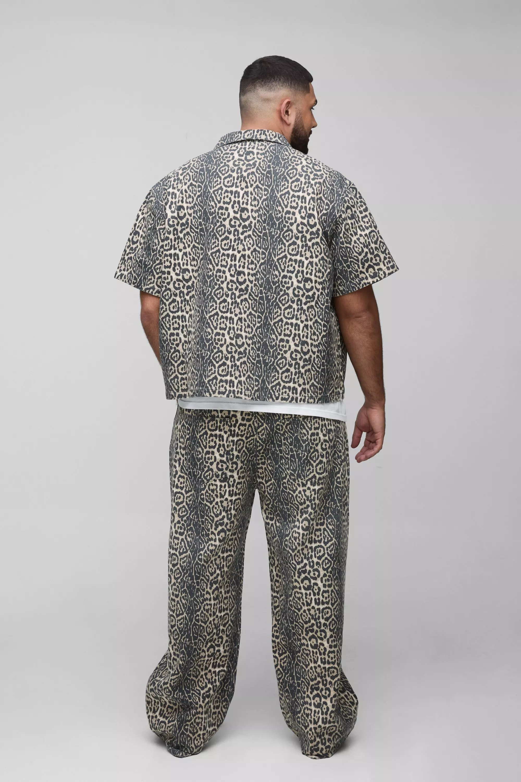 Jeans Rilassati Taglie Forti Slavati Leopardati, Tan immagine alternativa