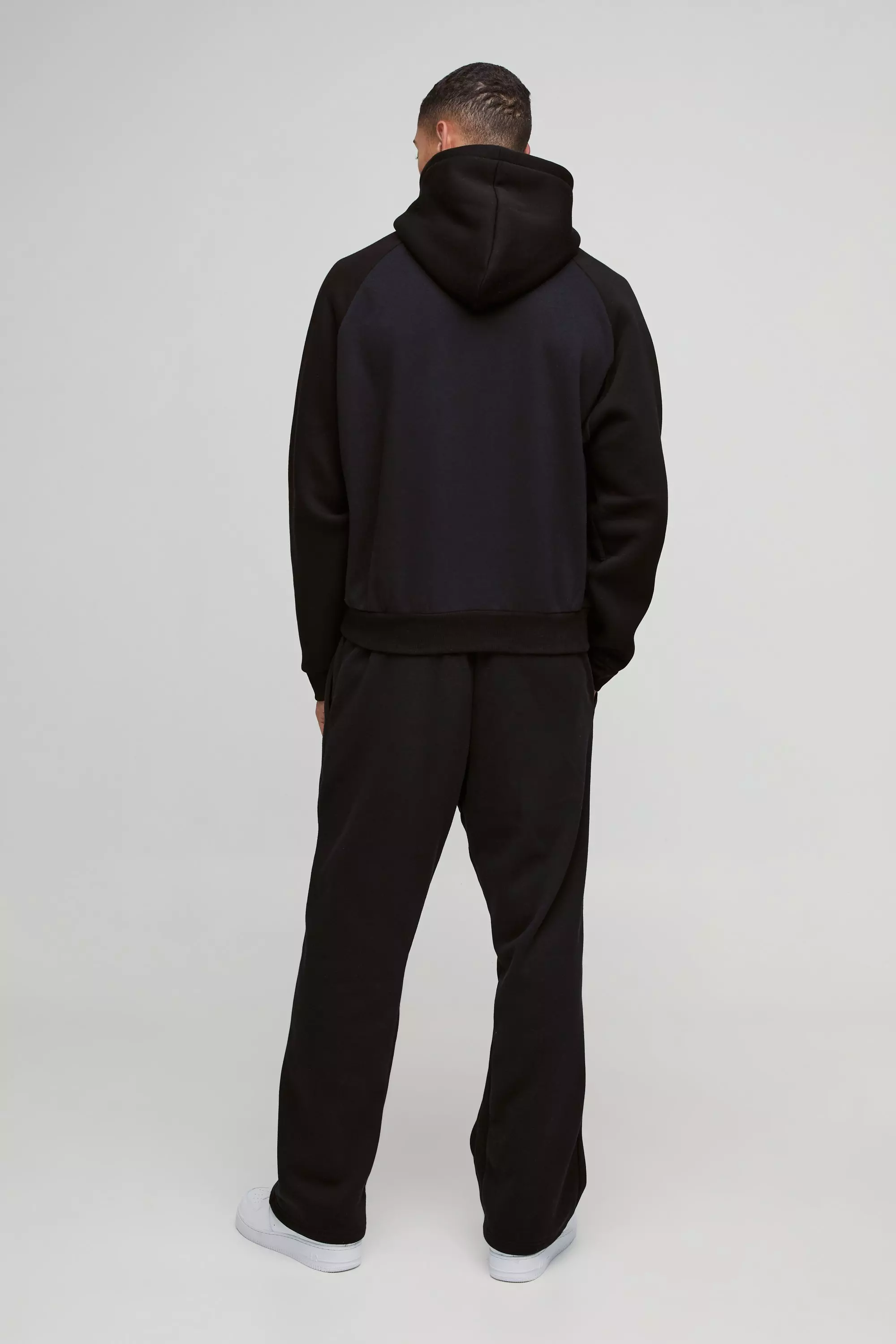 Boohooman black tracksuit sales