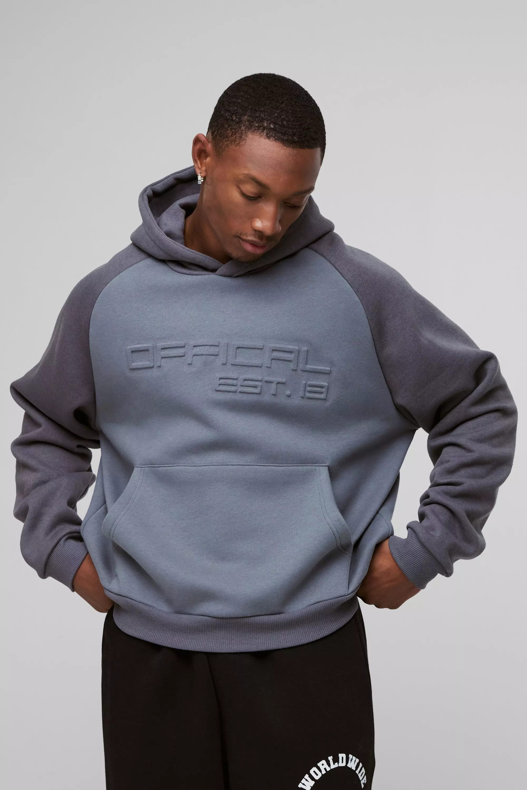Kastiger Oversize Official Colorblock Hoodie, Charcoal alternatives Bild