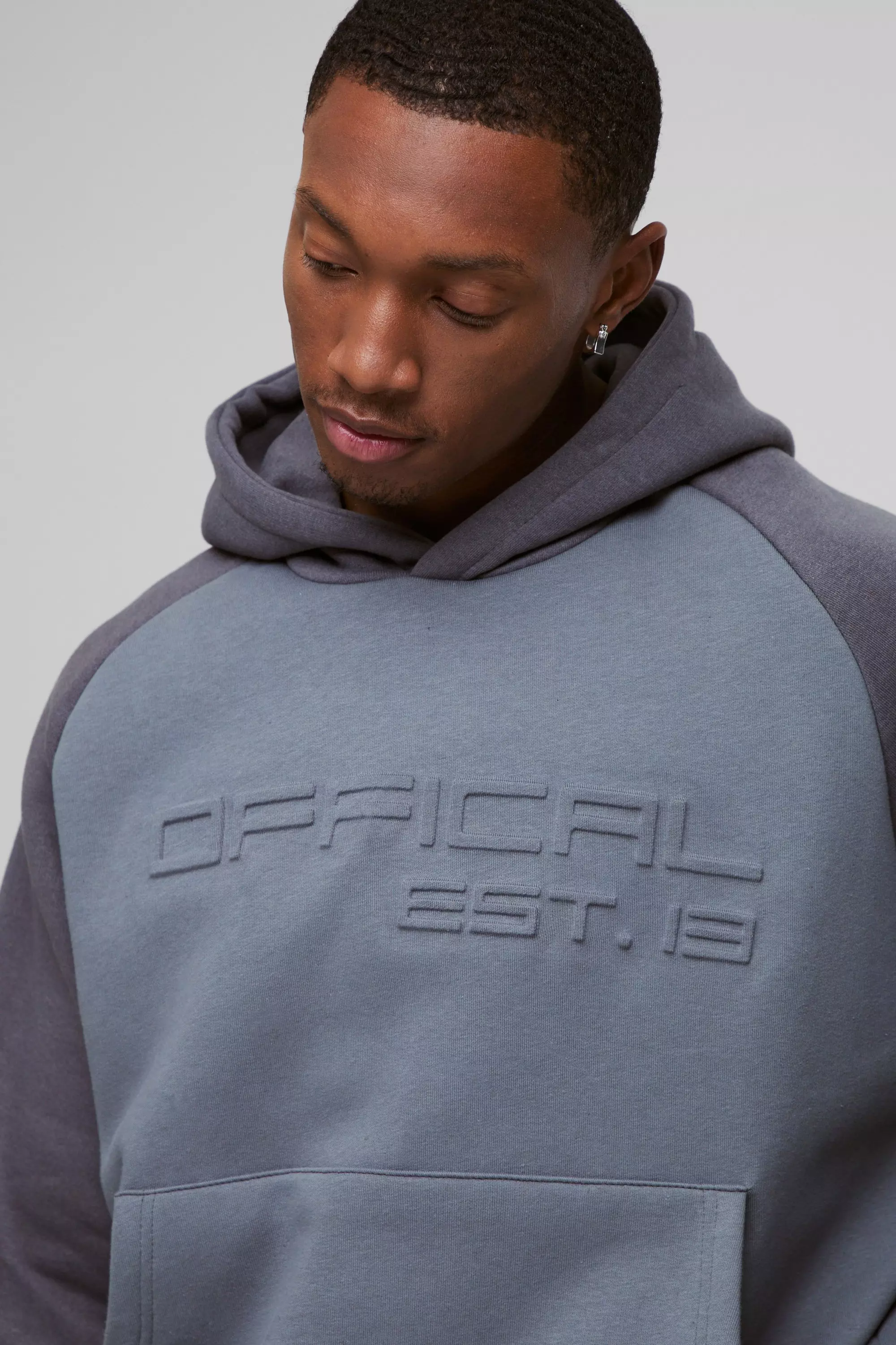 Kastiger Oversize Official Colorblock Hoodie, Charcoal alternatives Bild