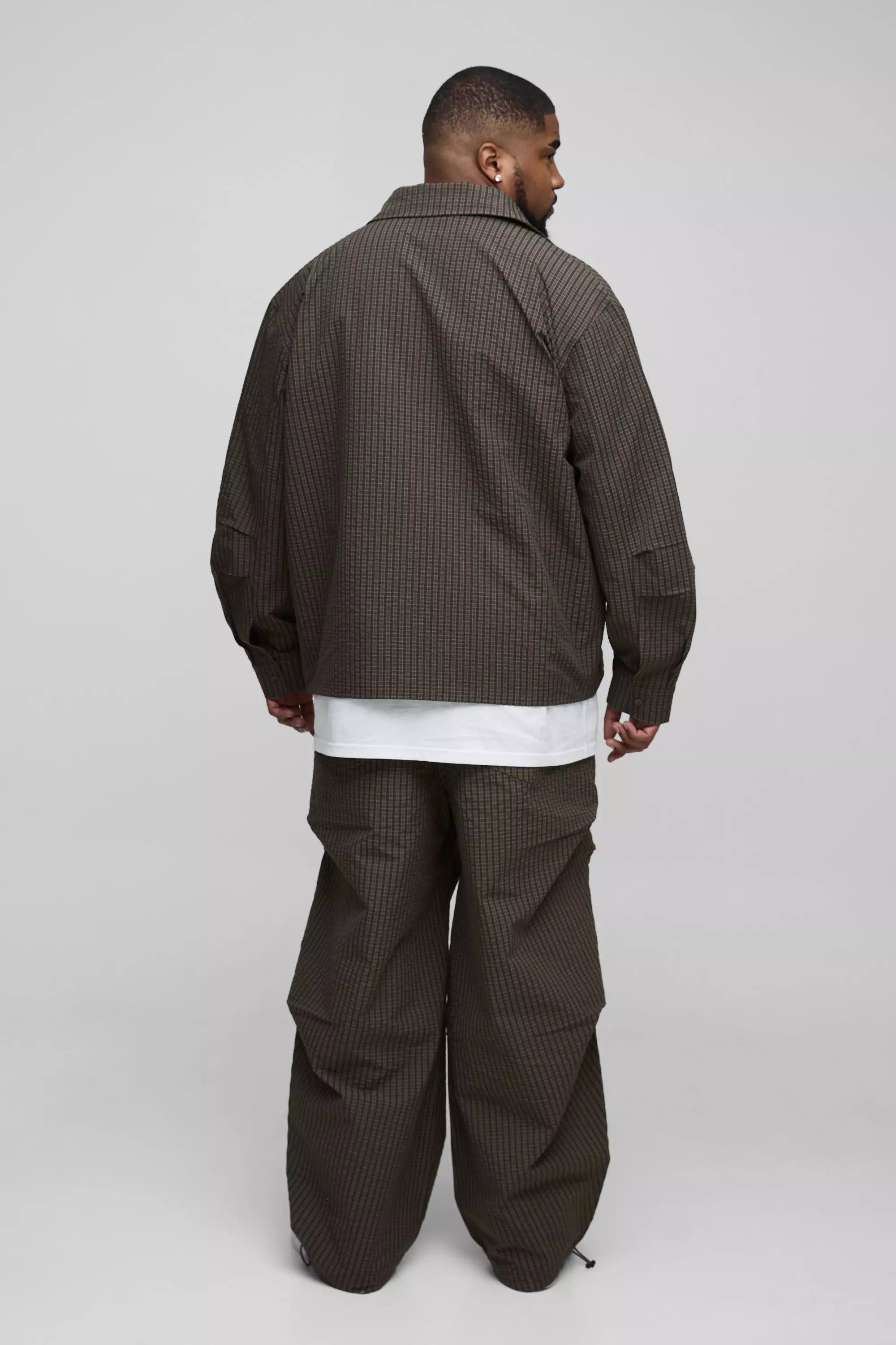 Plus kariertes Oversize Ripstop-Hemd, Charcoal alternatives Bild