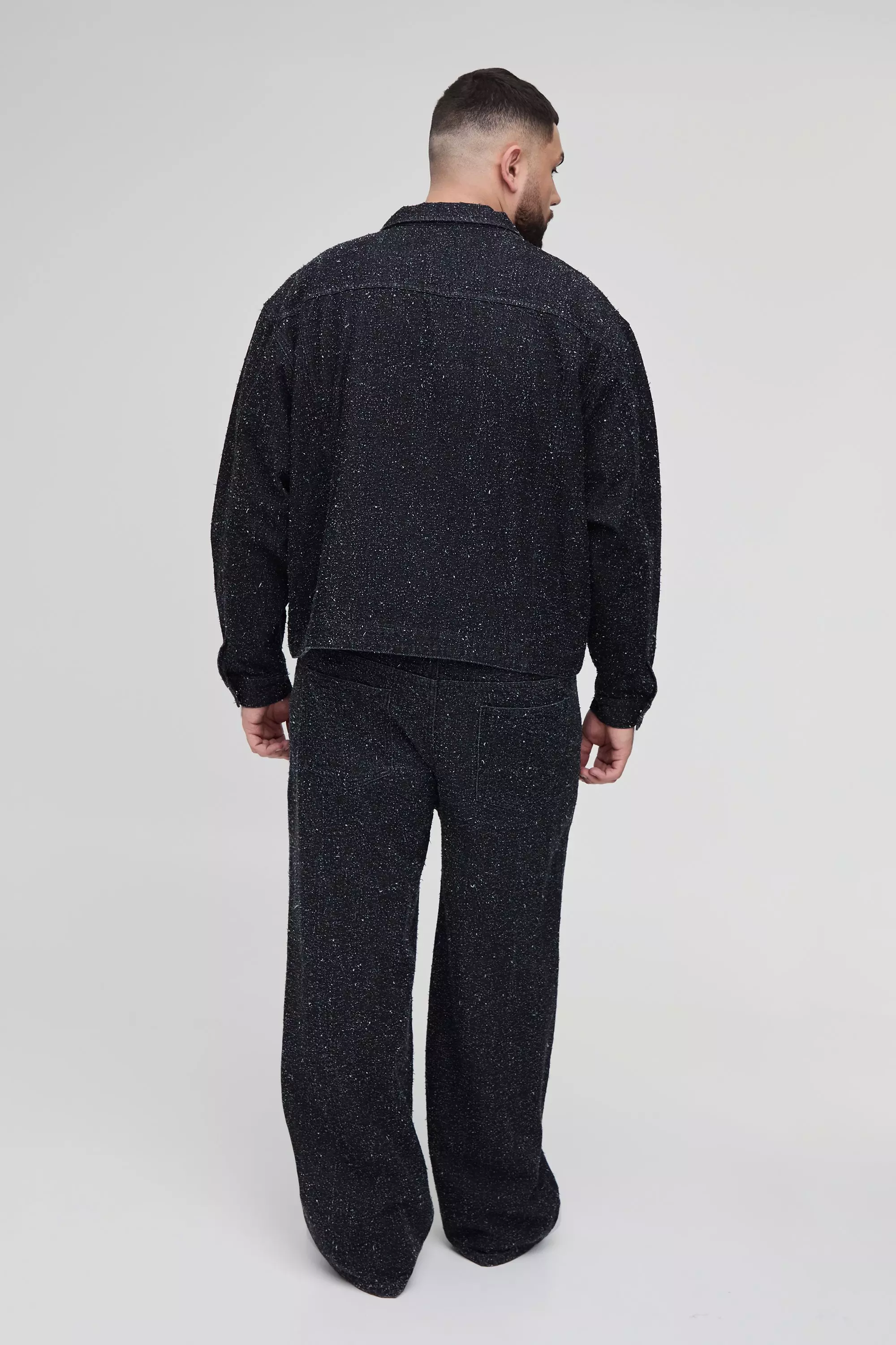 Black Plus Textured Denim Relaxed Fit Jeans alternative image