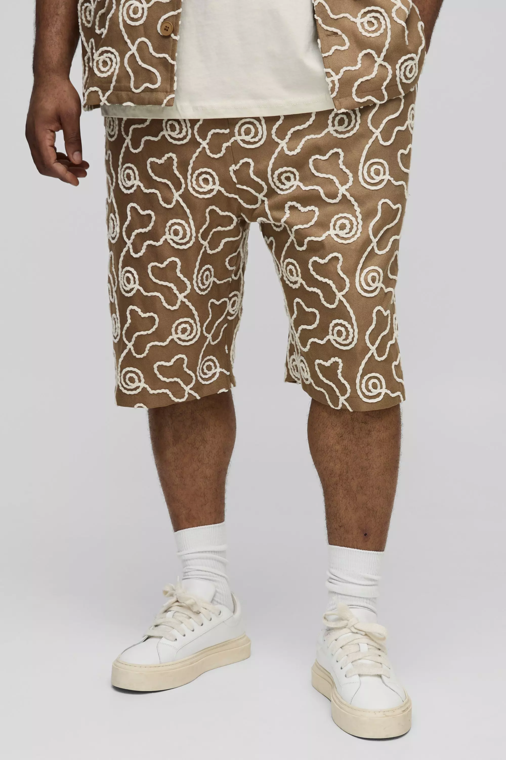 Grande taille - Short à broderie, Tan autre image