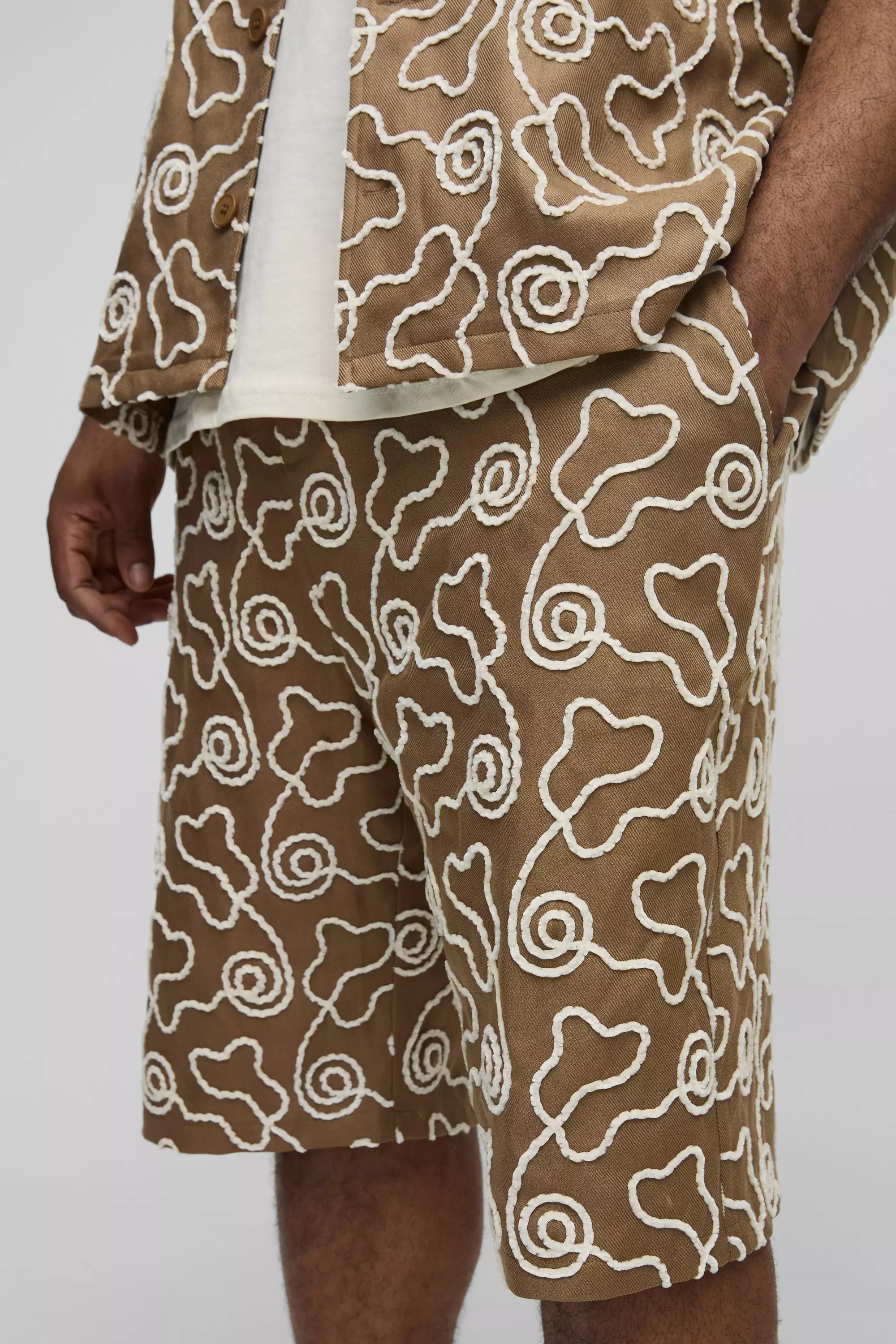 Grande taille - Short à broderie, Tan autre image