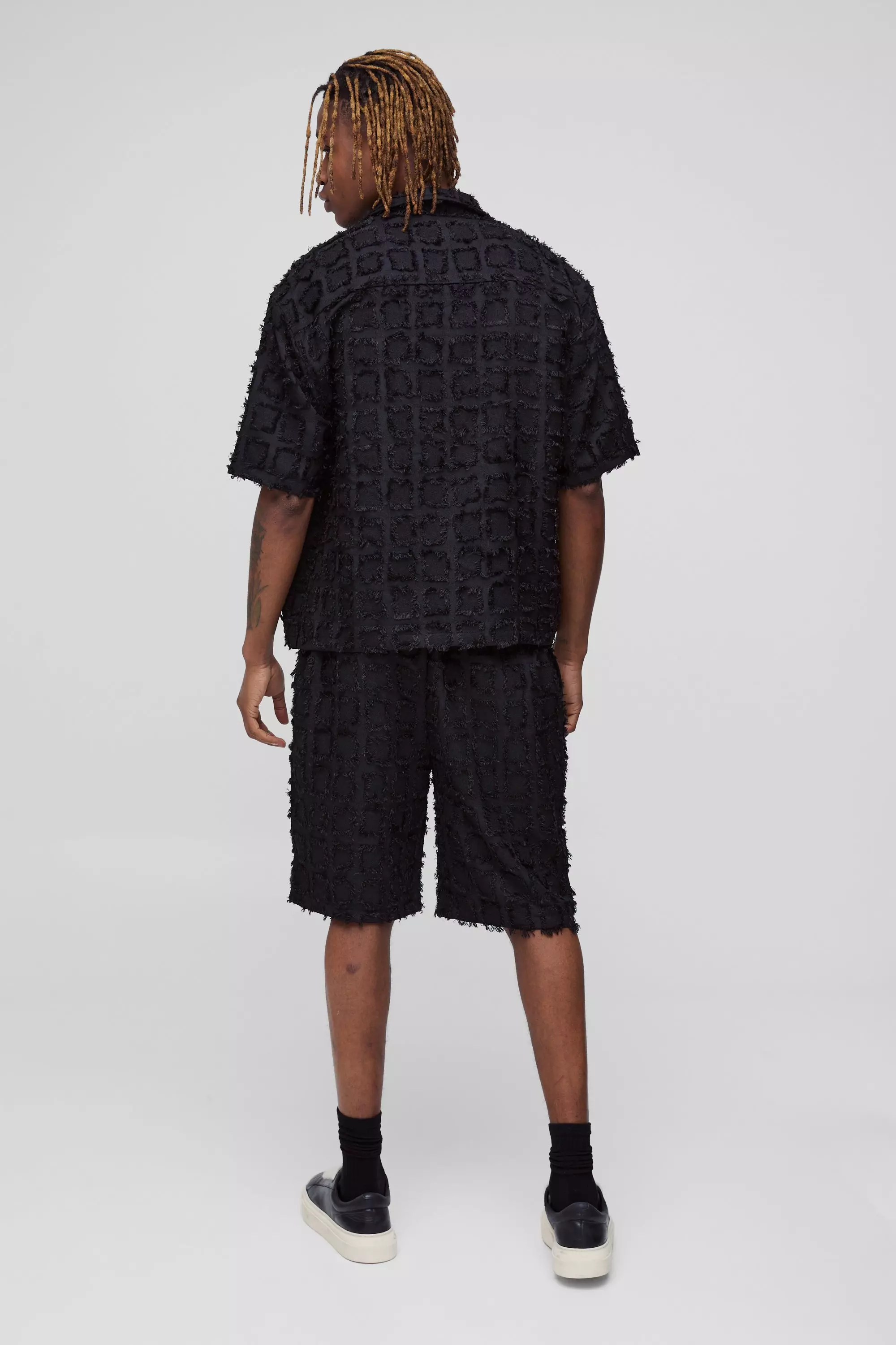 Black Tall Smart Relaxed Fit Tufted Shorts alternative image
