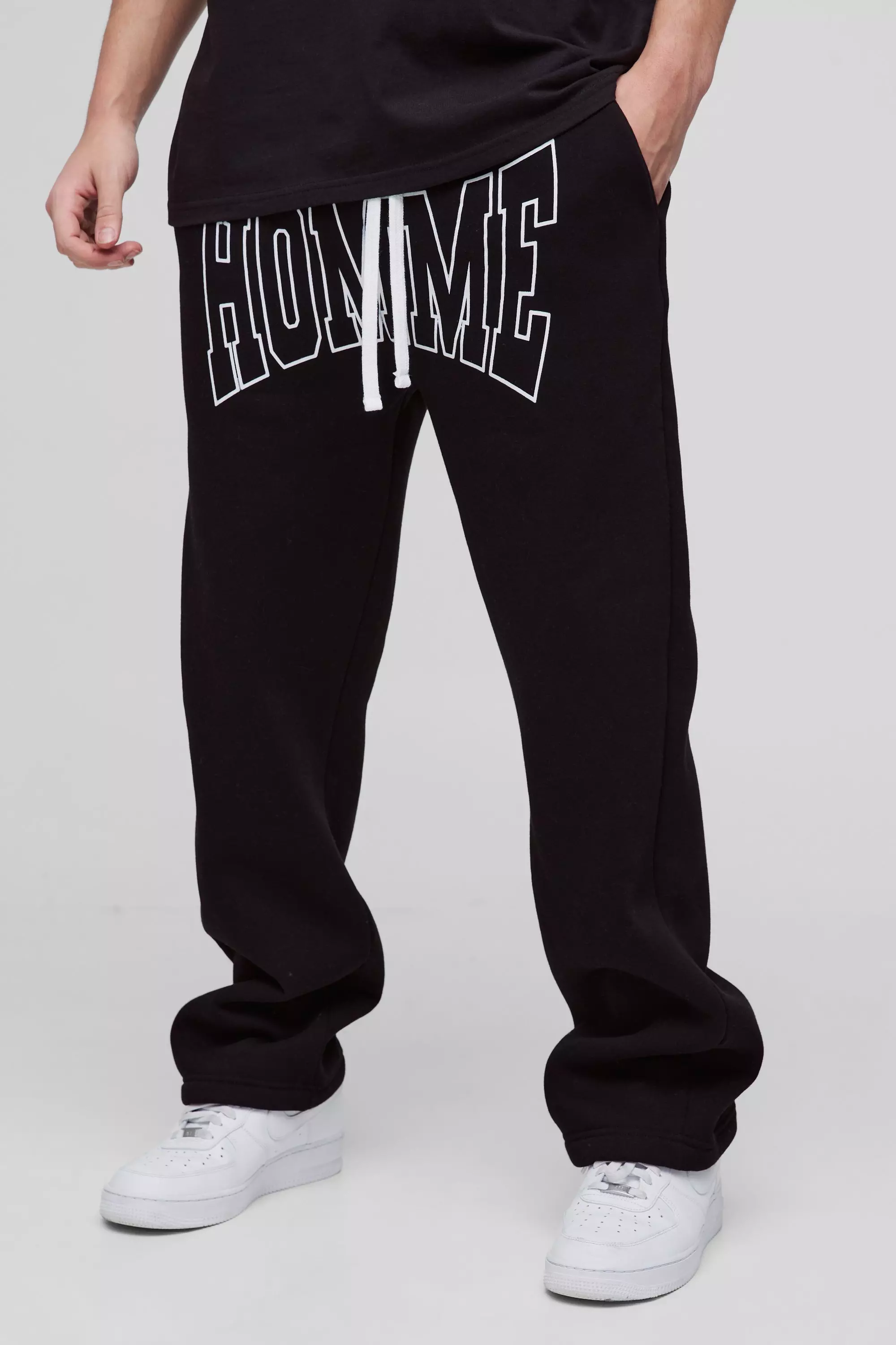 Black Straight Fit Homme Print Sweatpants alternative image