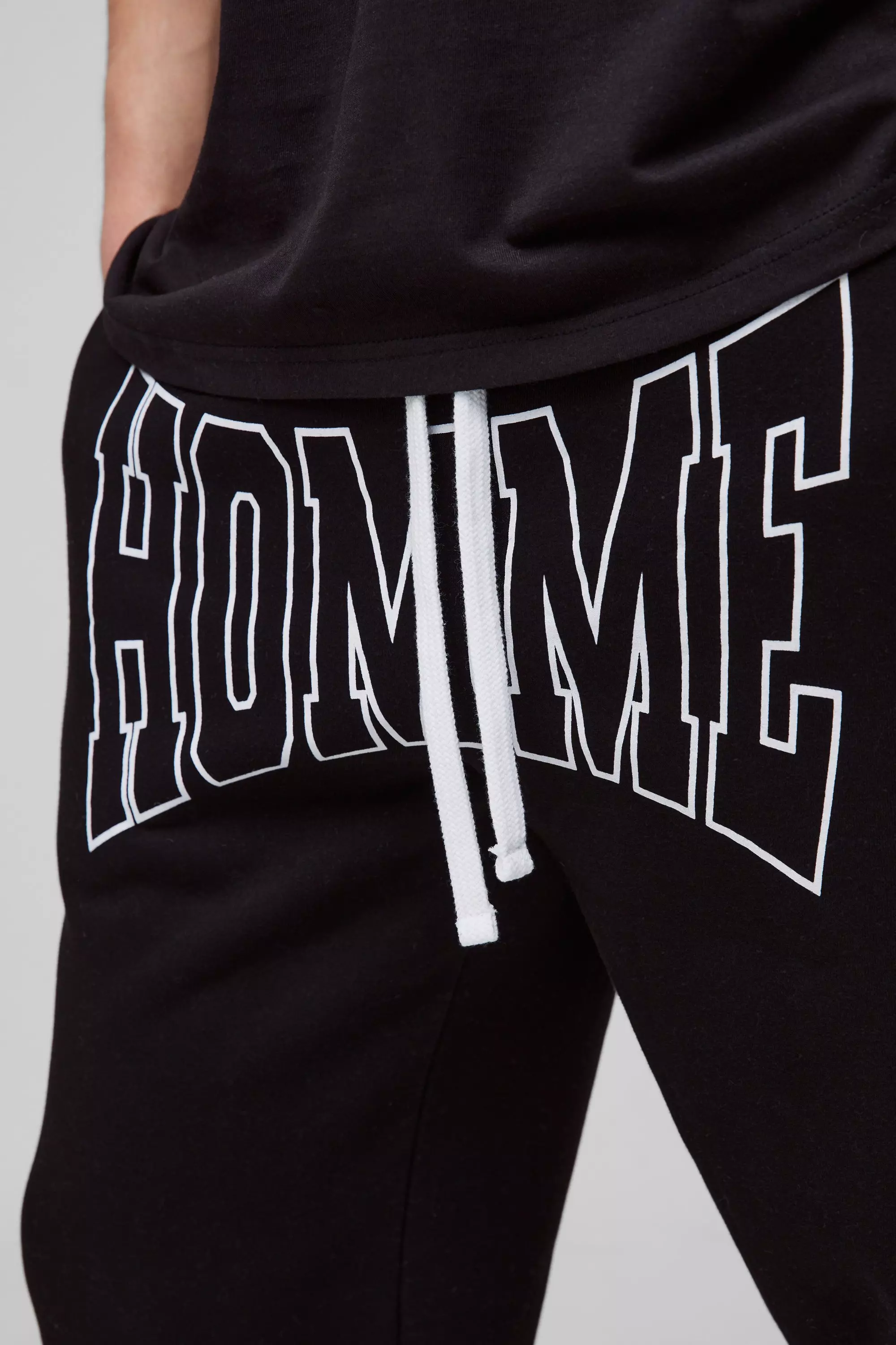 Black Straight Fit Homme Print Sweatpants alternative image
