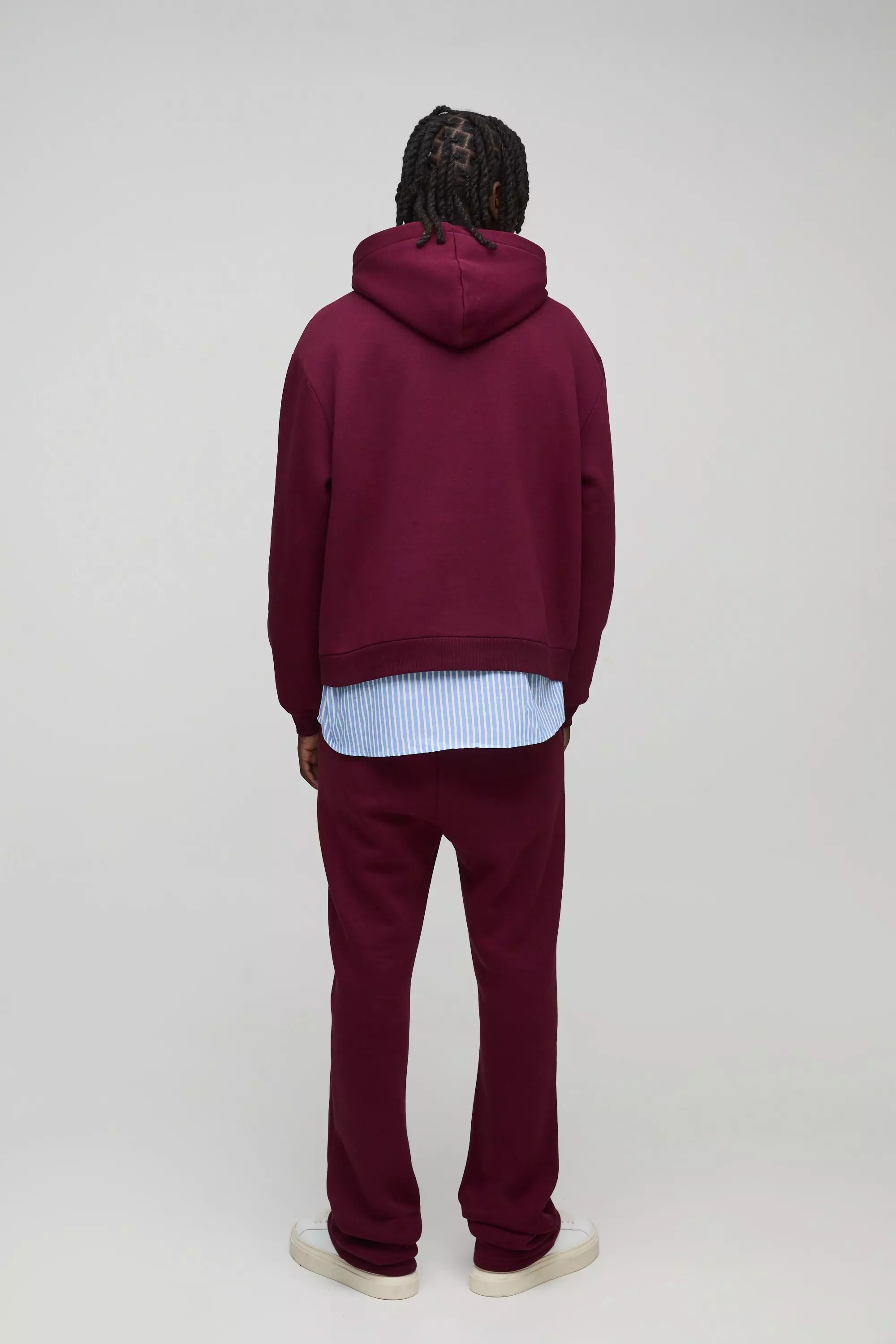 Burgundy Man Slim Fit Flared Stacked Joggingbroek Met Print alternatieve afbeelding