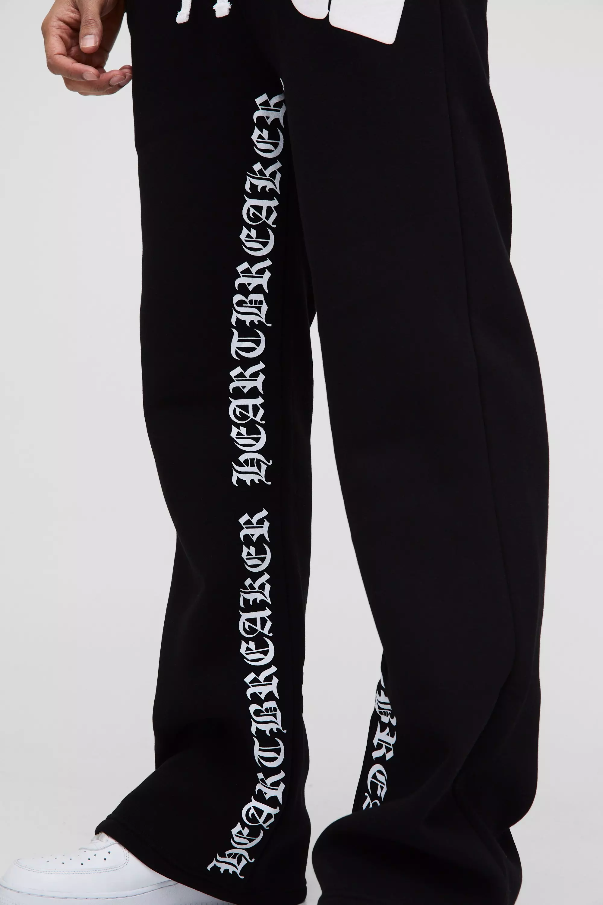 Black Relaxed Flare Heart Puff Print Gusset Print Jogger alternative image