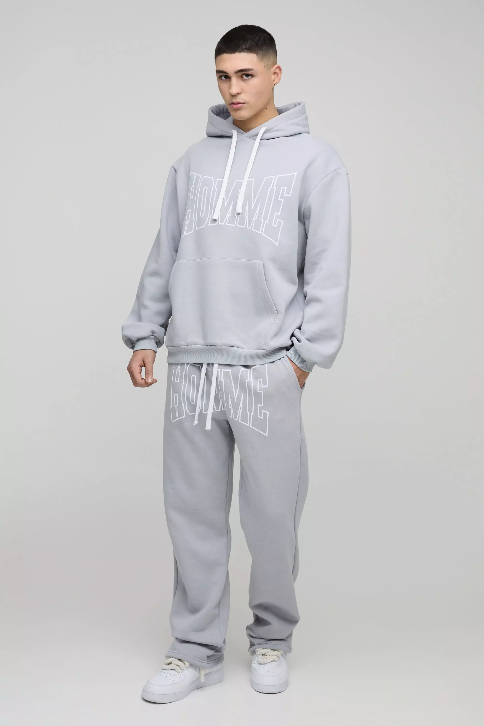 Grey Oversized Fit Homme Print Tracksuit alternative image