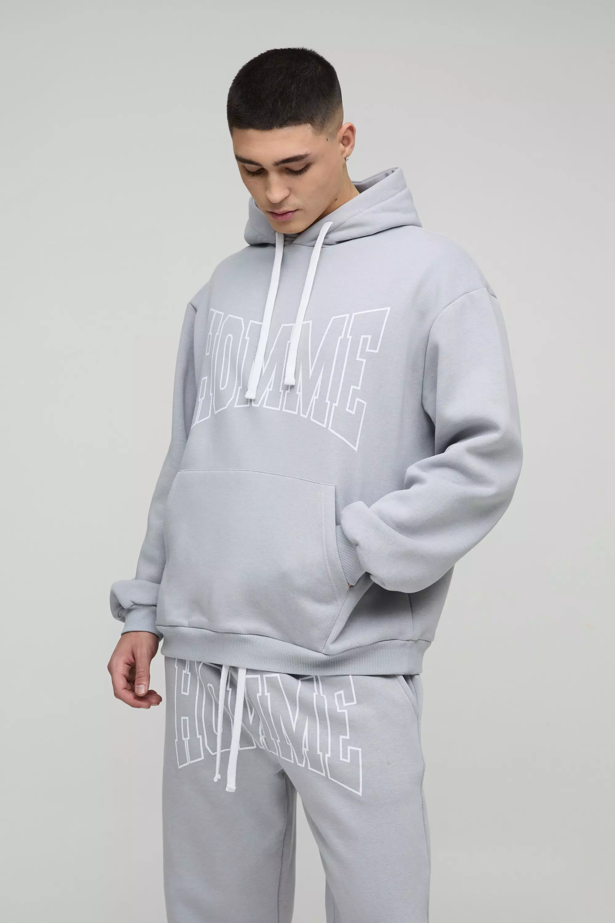 Grey Oversized Fit Homme Print Tracksuit alternative image