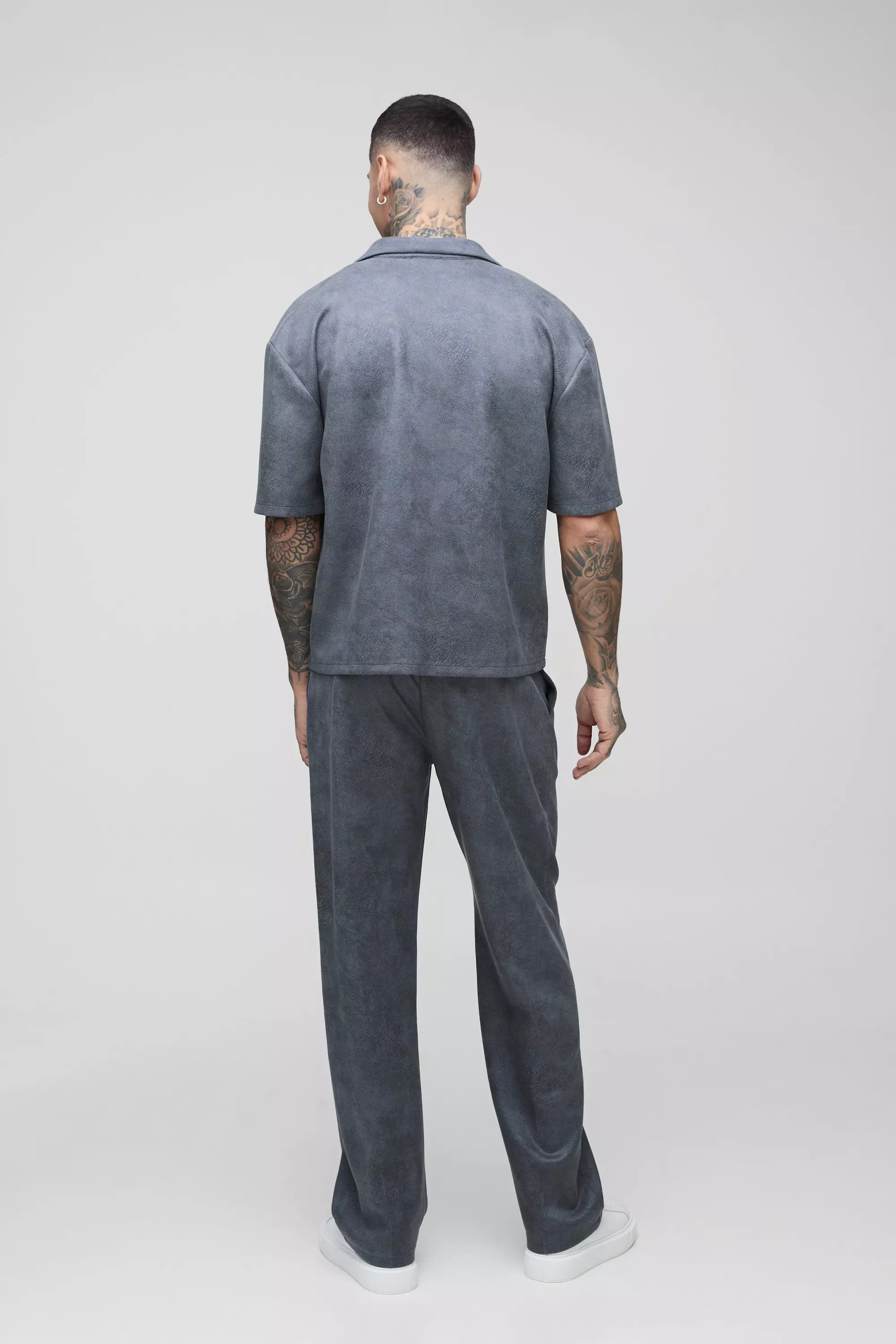 Camicia Sartoriale Tall In Scamosciato Sintetico, Charcoal immagine alternativa