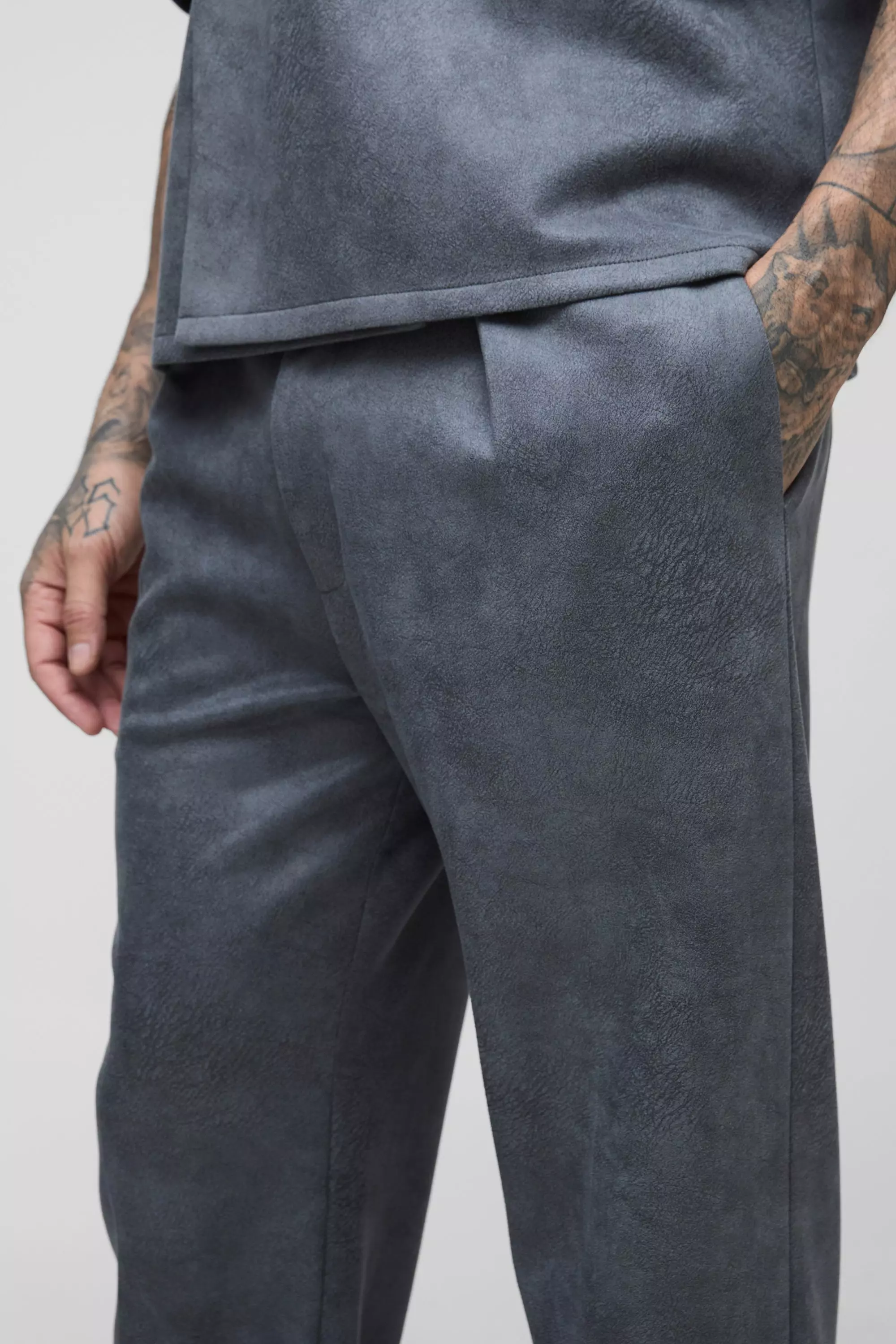 Tall - Pantalon de tailleur plissé en synthétique, Charcoal autre image