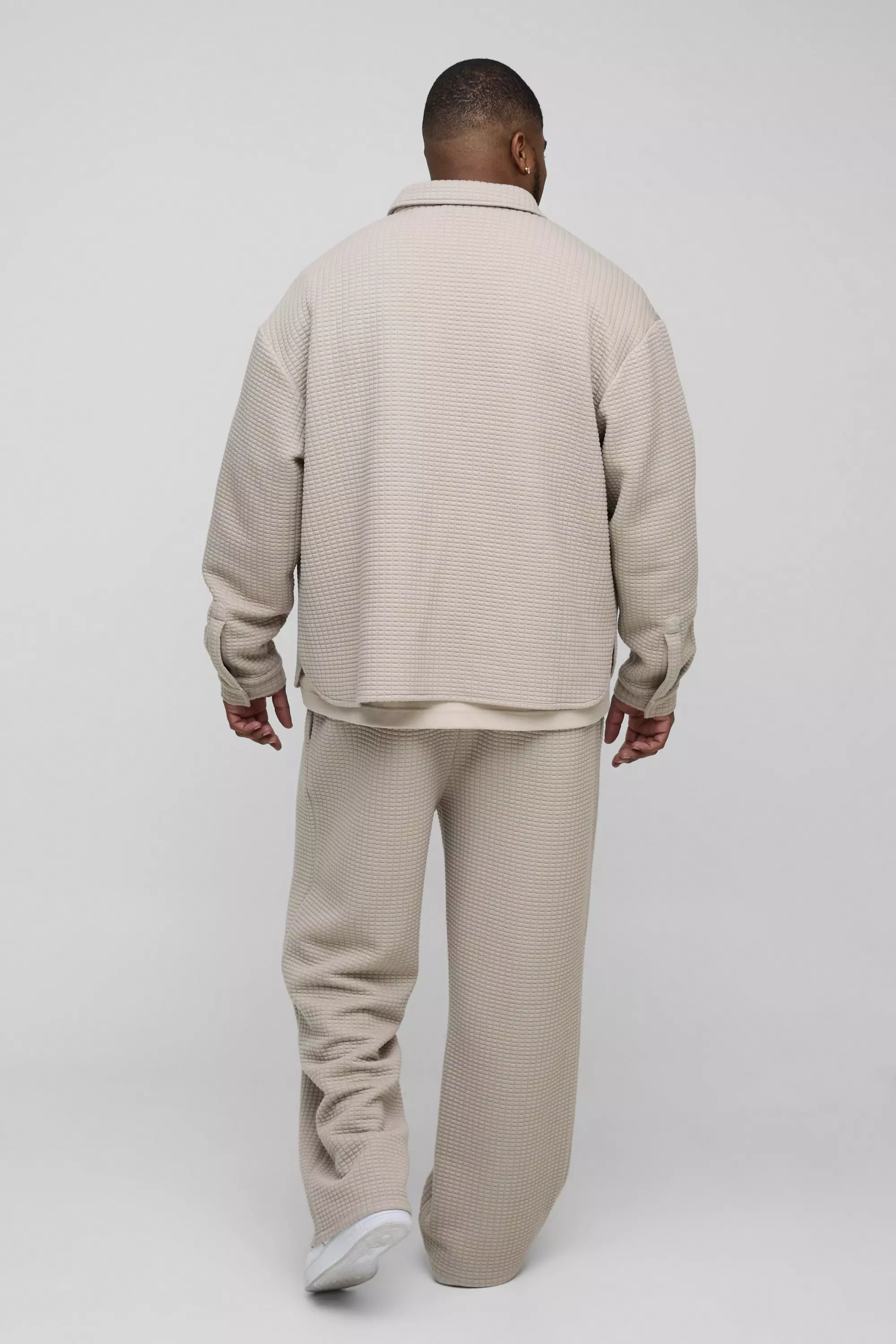 Taupe Plus Gewatteerd Overhemd Met Stiksels alternatieve afbeelding