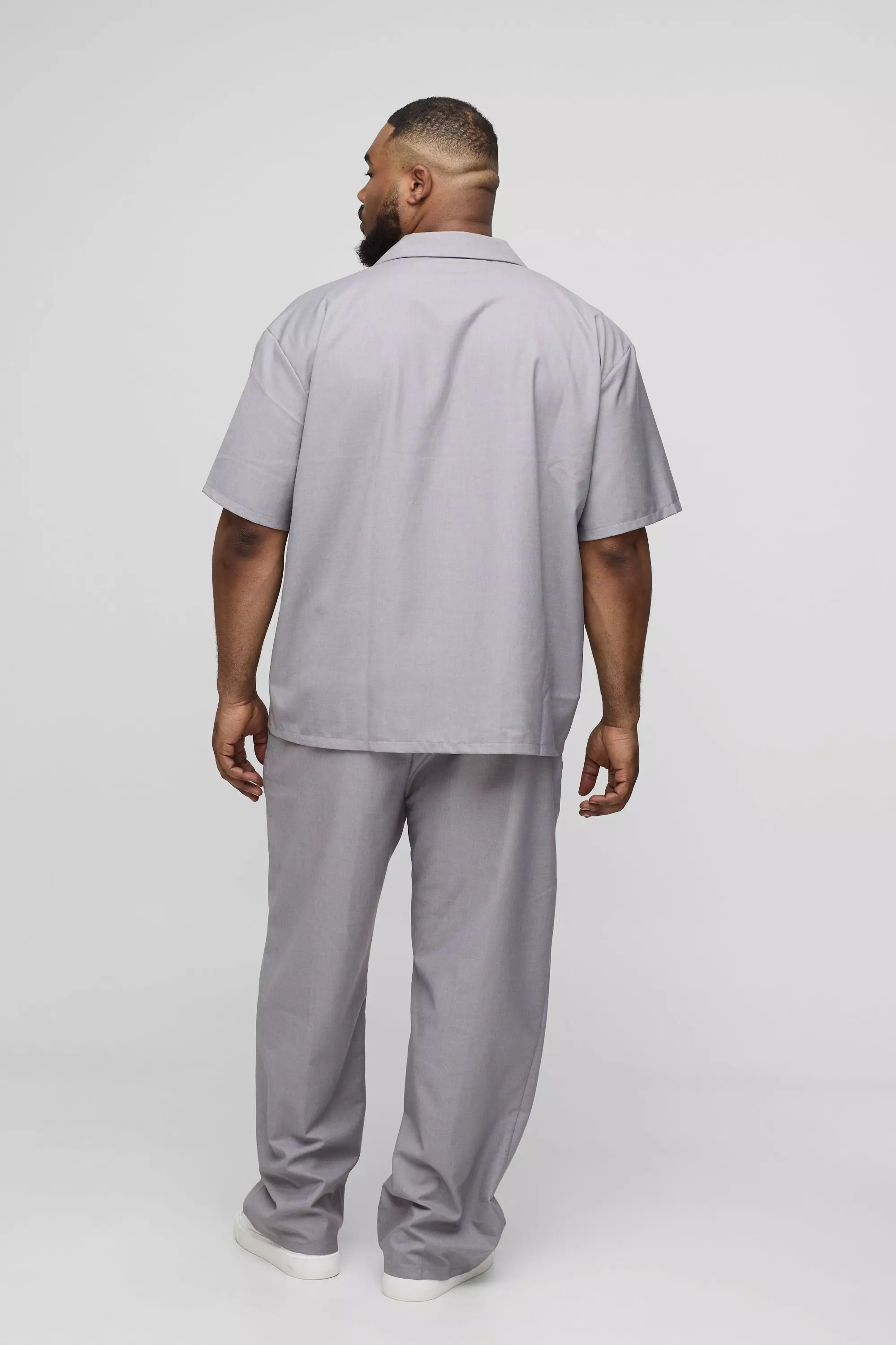 Grey Plus Tailored Boxy Wrap Shirt alternative image