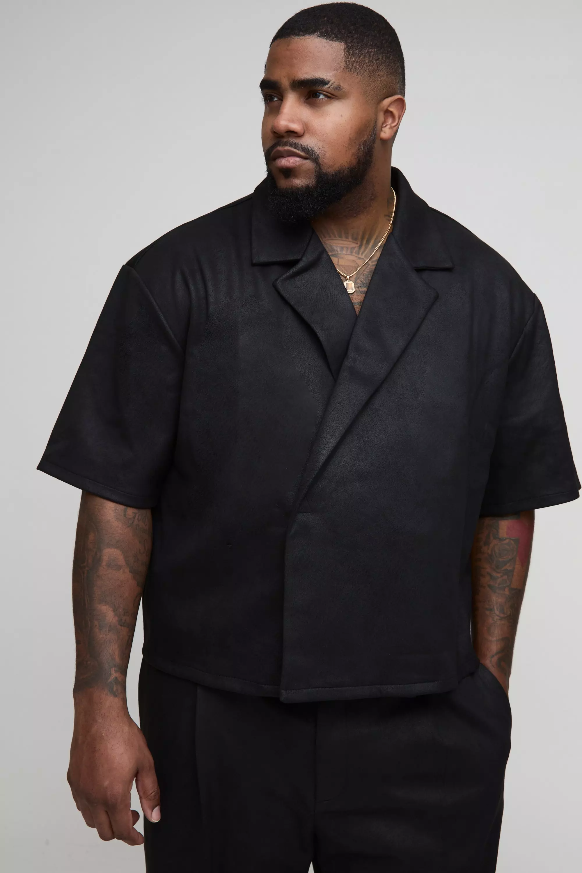 Grande taille - Chemise de tailleur en synthétique, Black autre image