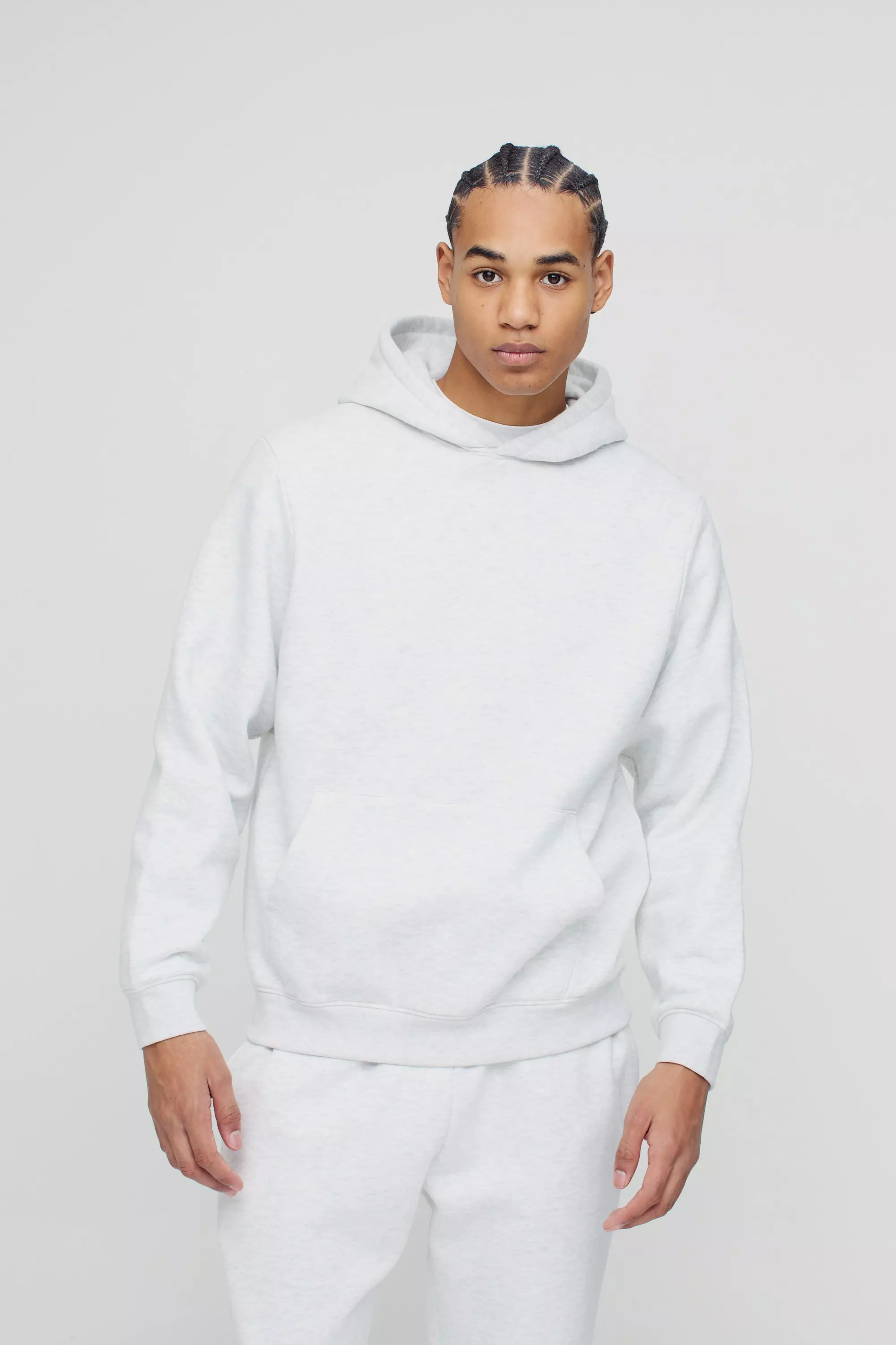 Grey marl 330GSM Basic Regular Fit Over The Head Hoodie alternative image