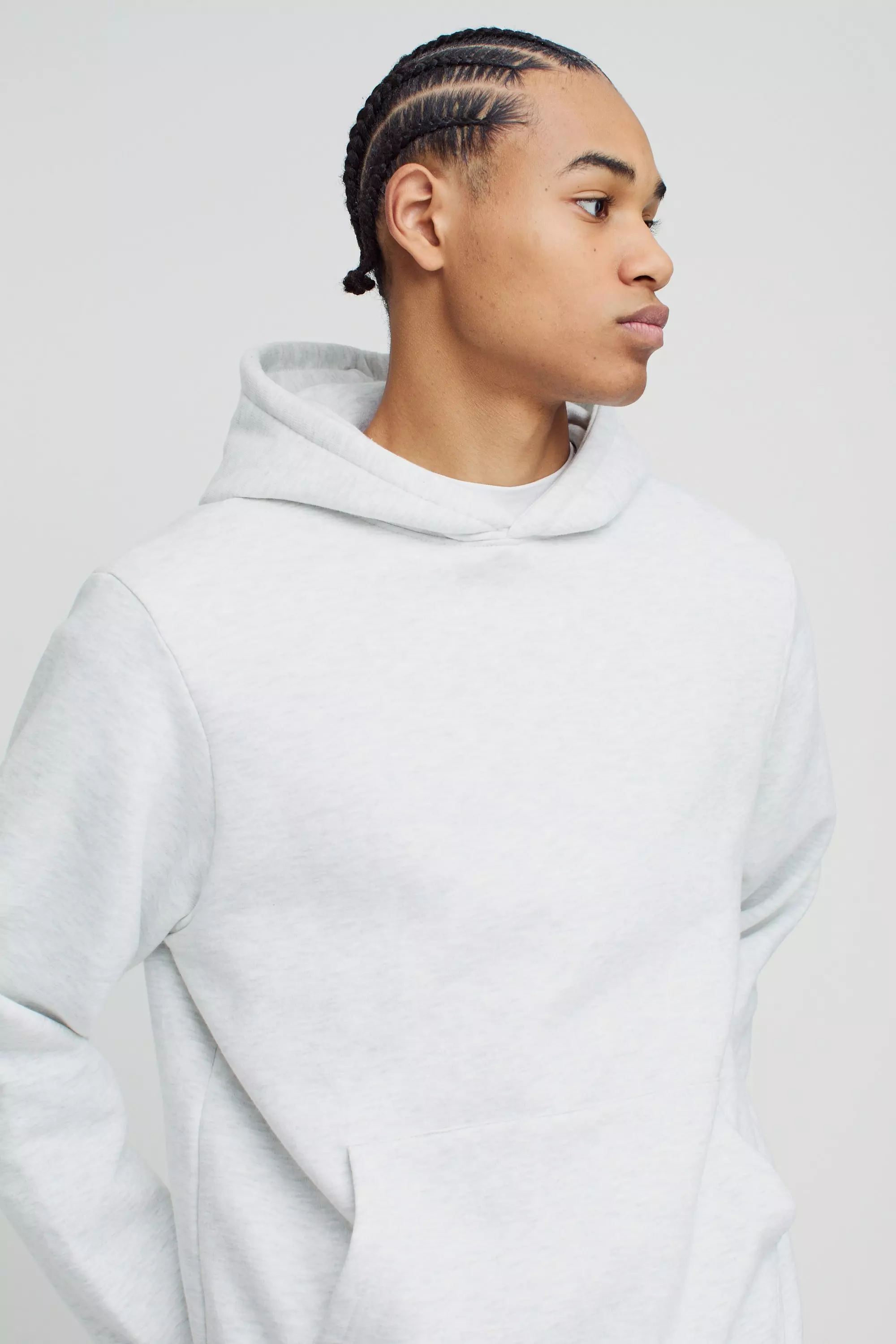 Grey marl 330GSM Basic Regular Fit Over The Head Hoodie alternative image