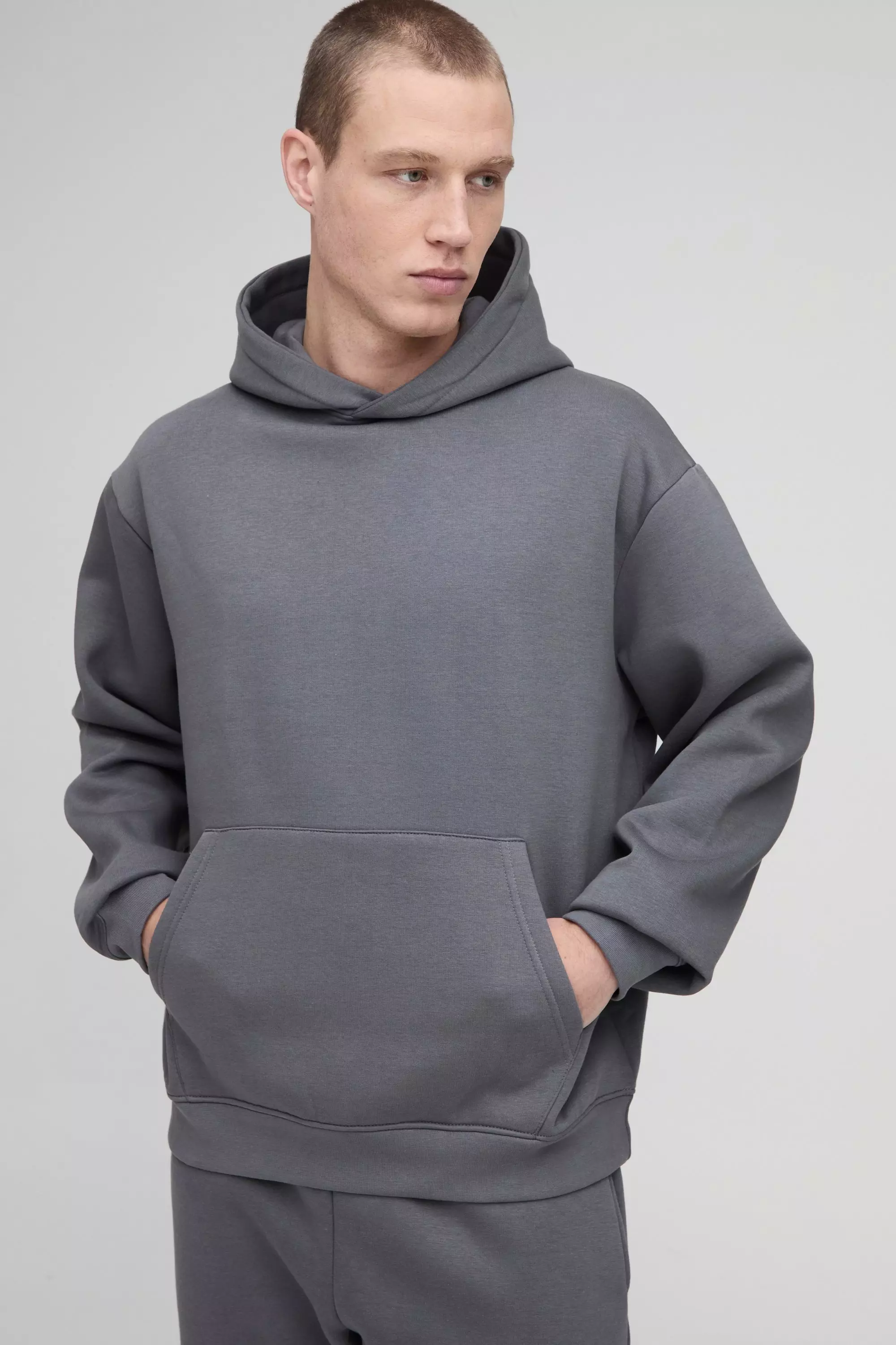 330GSM Basic Oversized Over The Head Hoodie Charcoal