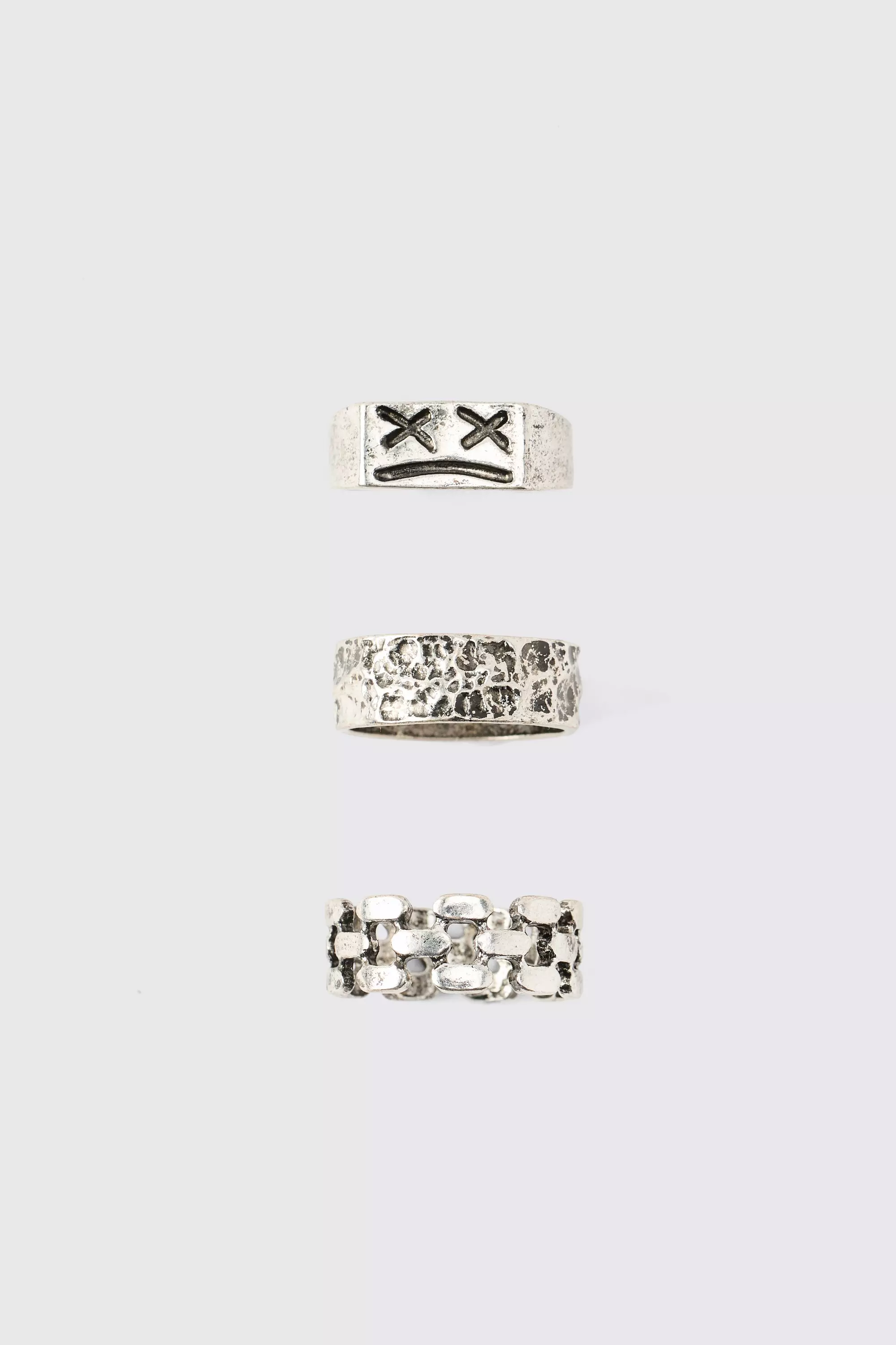 3er-Pack silberne Ringe mit Graffiti-Print, Silver alternatives Bild