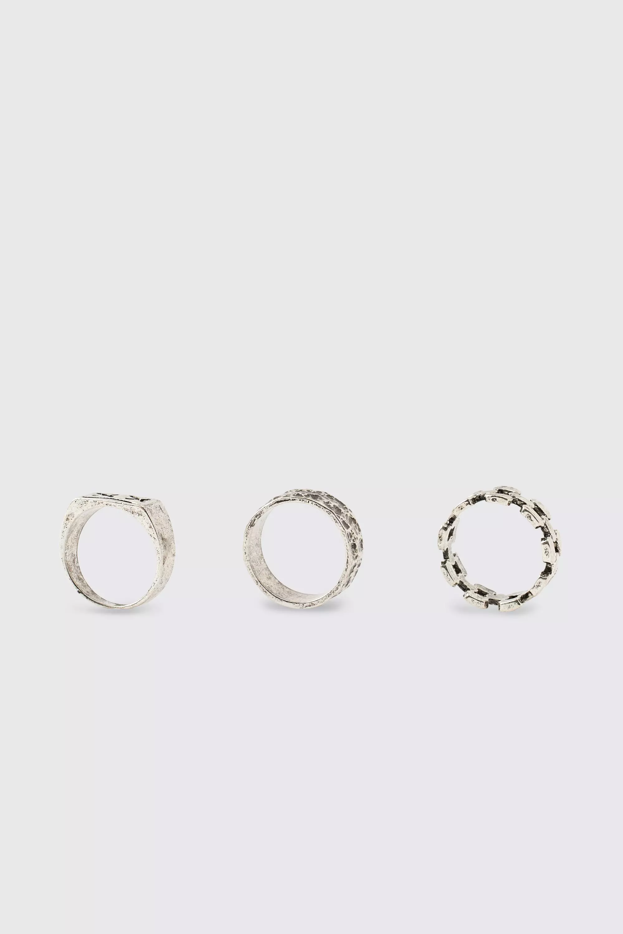 3er-Pack silberne Ringe mit Graffiti-Print, Silver alternatives Bild