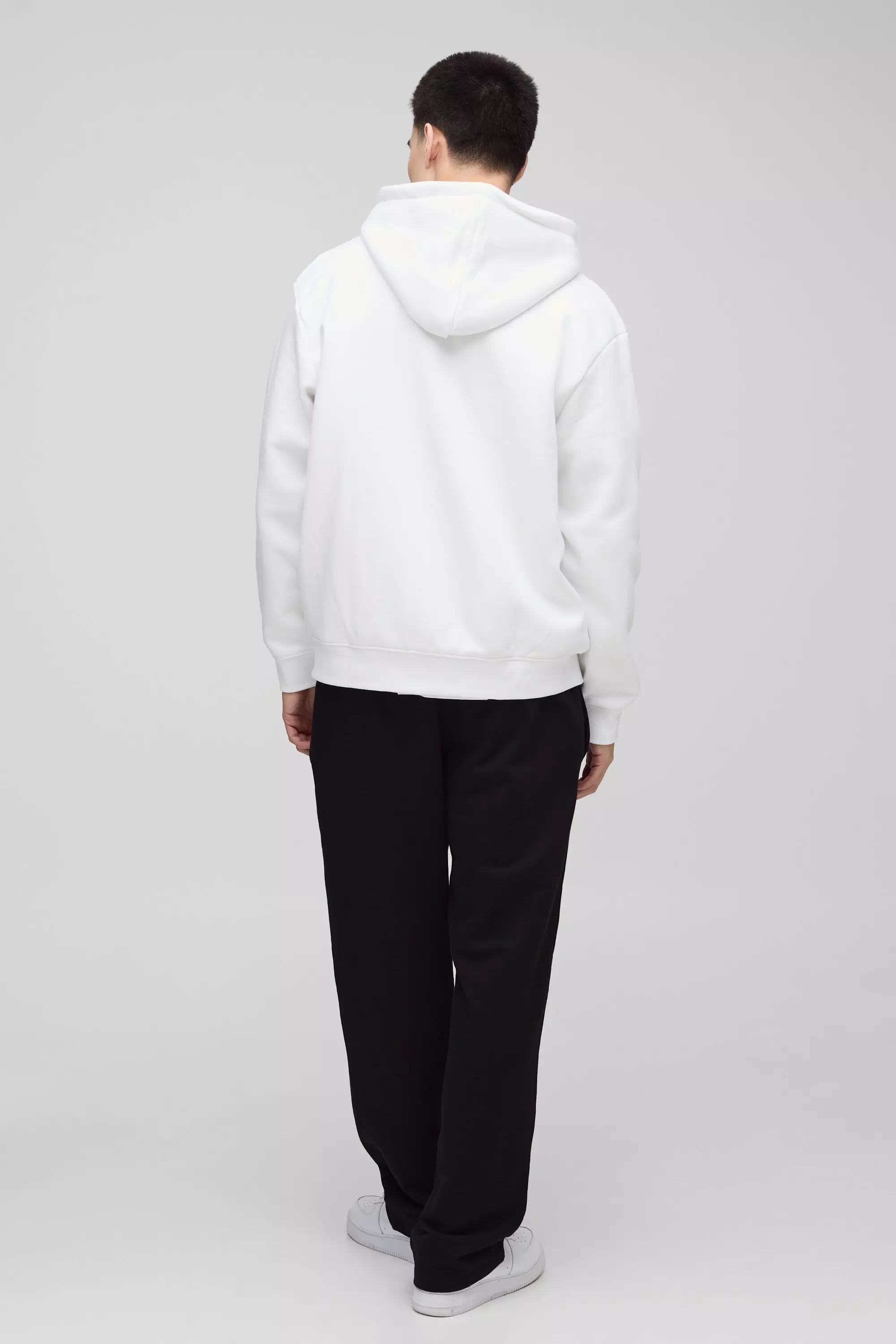 White 330GSM Oversized Basic Zip Through Hoodie alternative image
