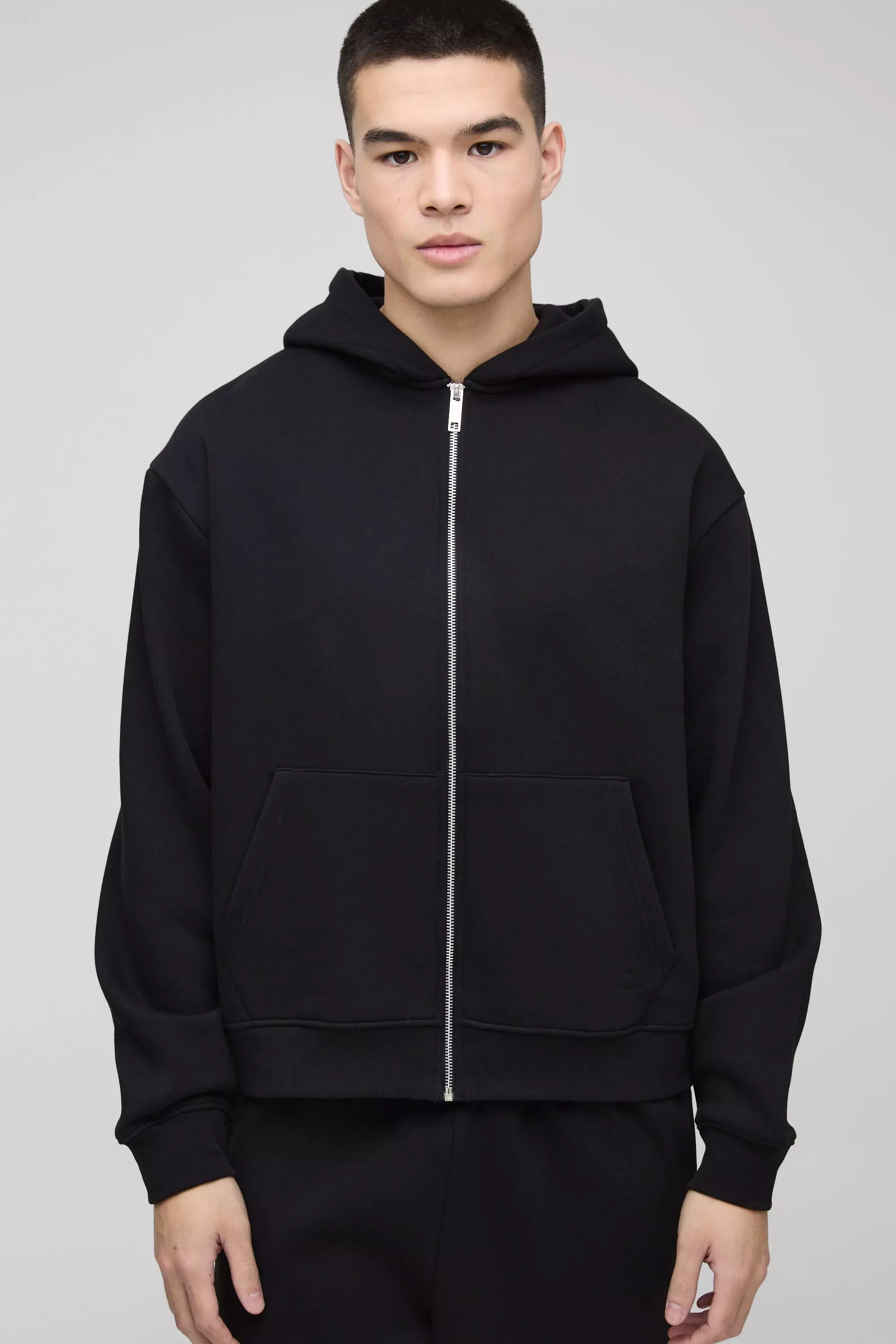 Sweat à capuche oversize zippé épais, Black autre image