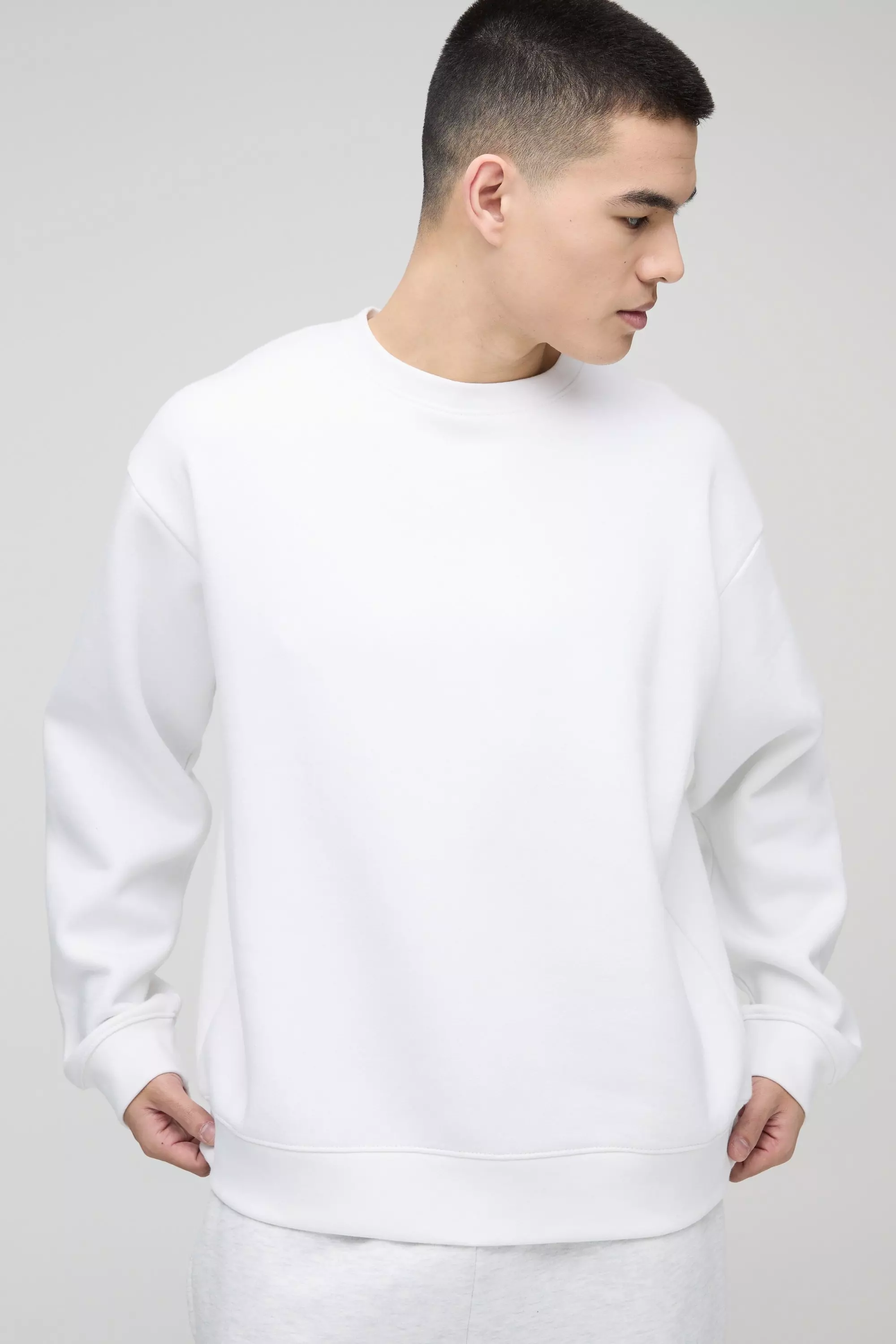 Felpa A Girocollo Oversize Basic Da 330 G/Mq, White immagine alternativa