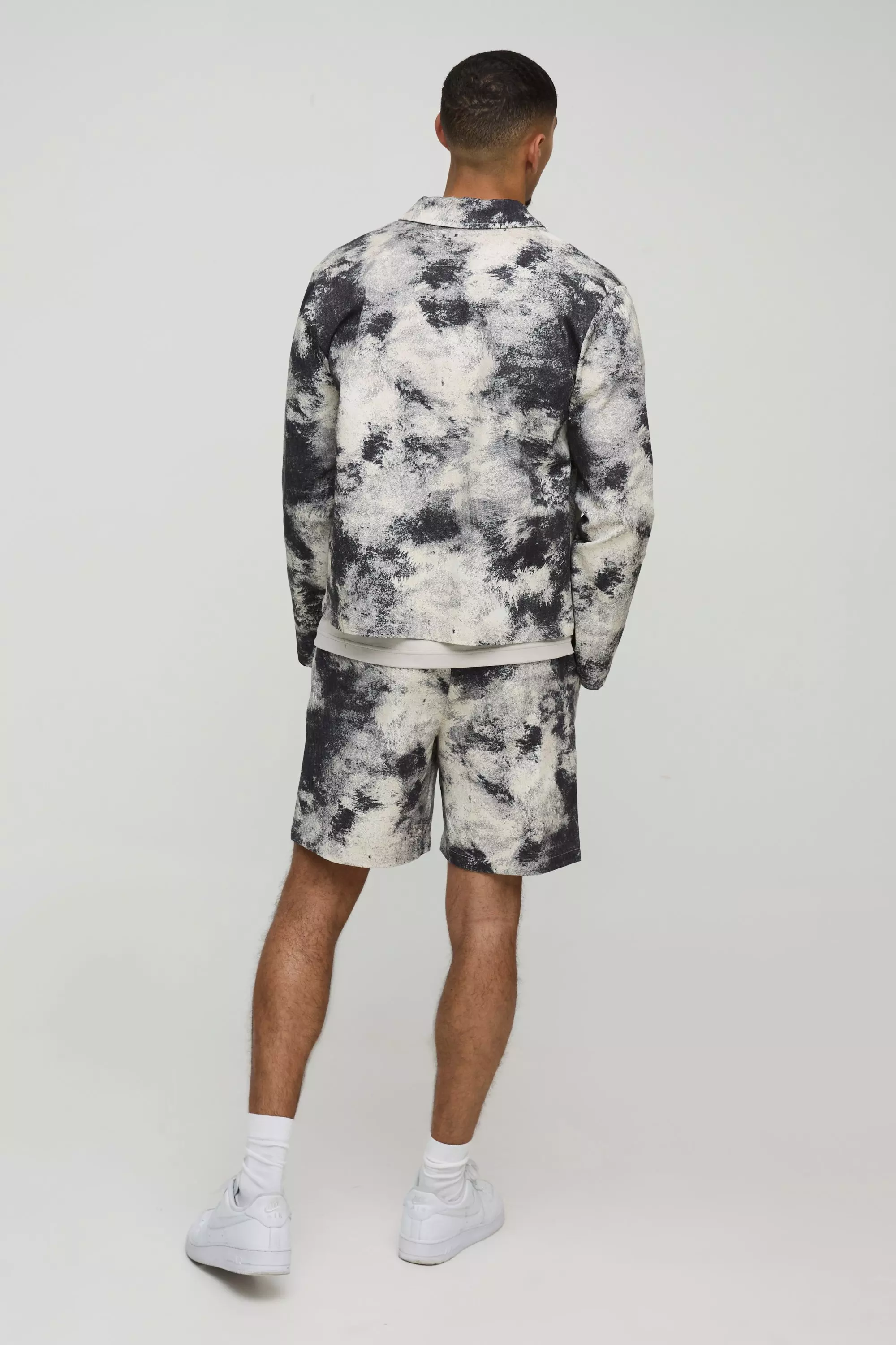 Black Baggy Keperstof Shorts Met Abstracte Print alternatieve afbeelding