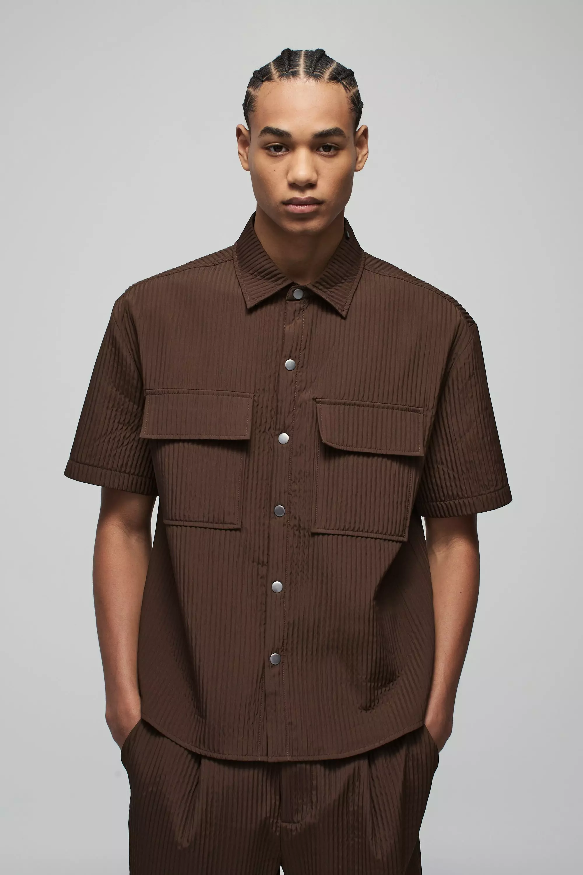 Chemise oversize technique à poches cargo, Chocolate autre image