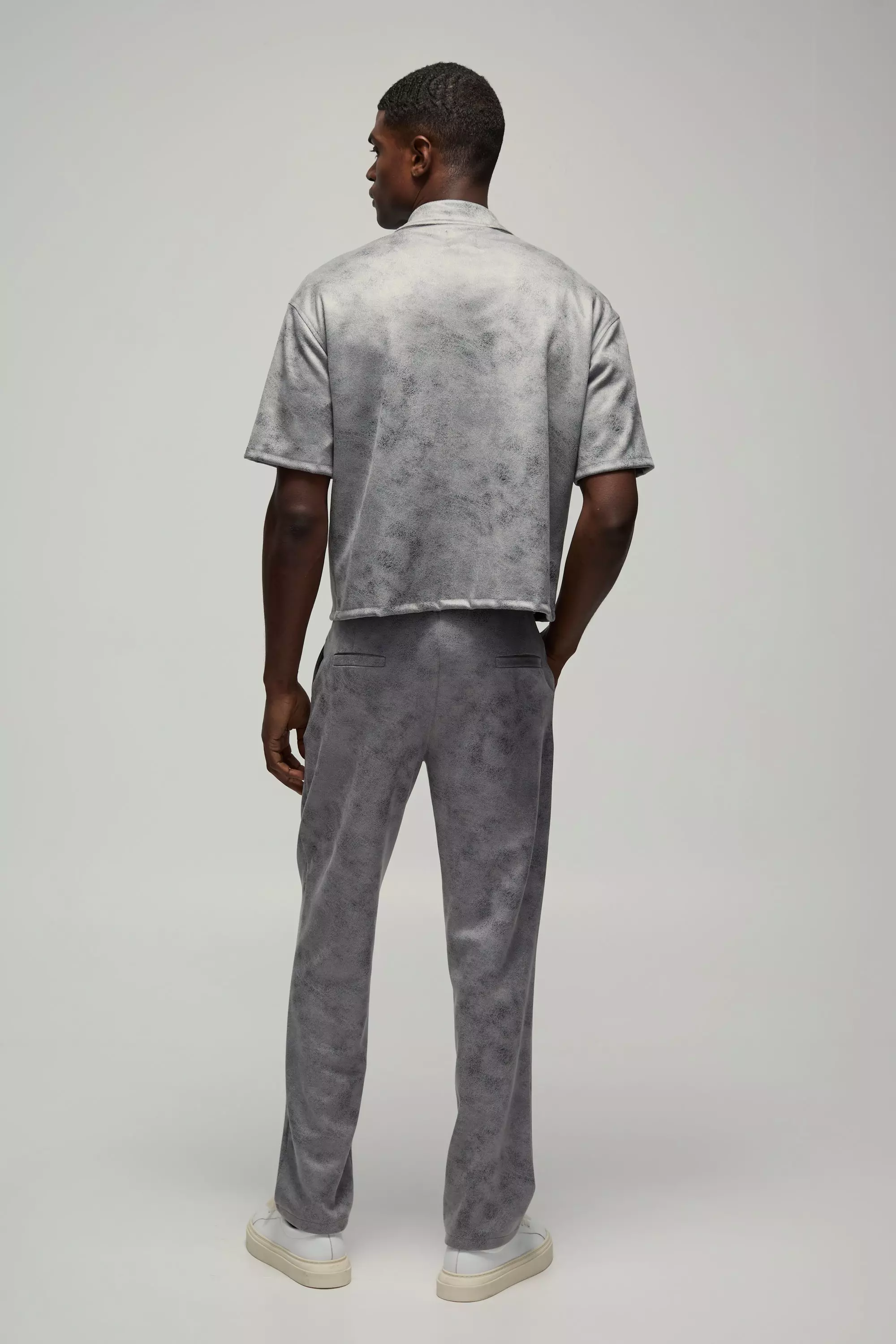 Grey Oversized Antique Suedette Shirt alternative image