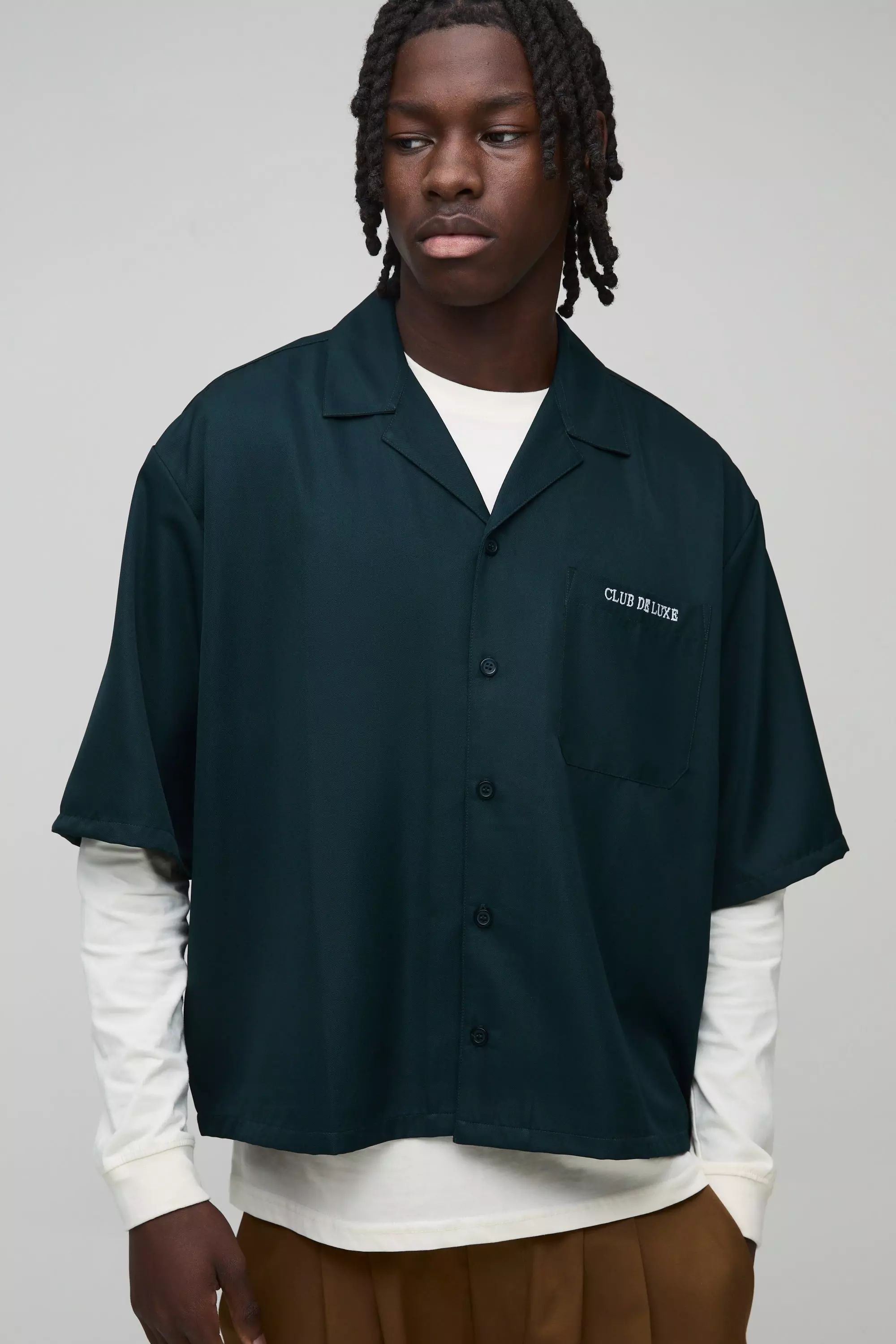 Khaki Oversized Monte Carlo Revere  Shirt alternative image