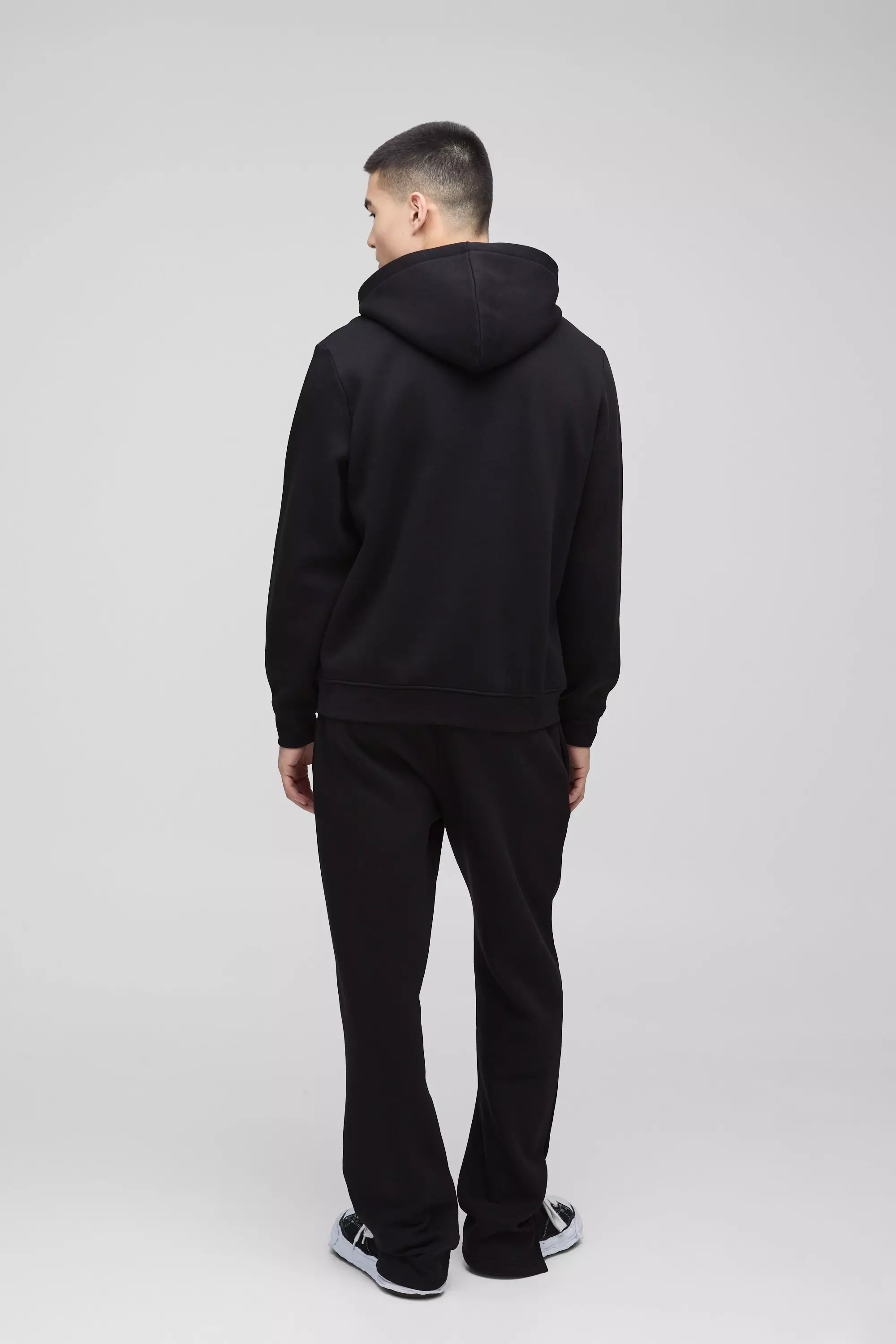 Black 330GSM Regular Fit Joggingbroek Met Split alternatieve afbeelding
