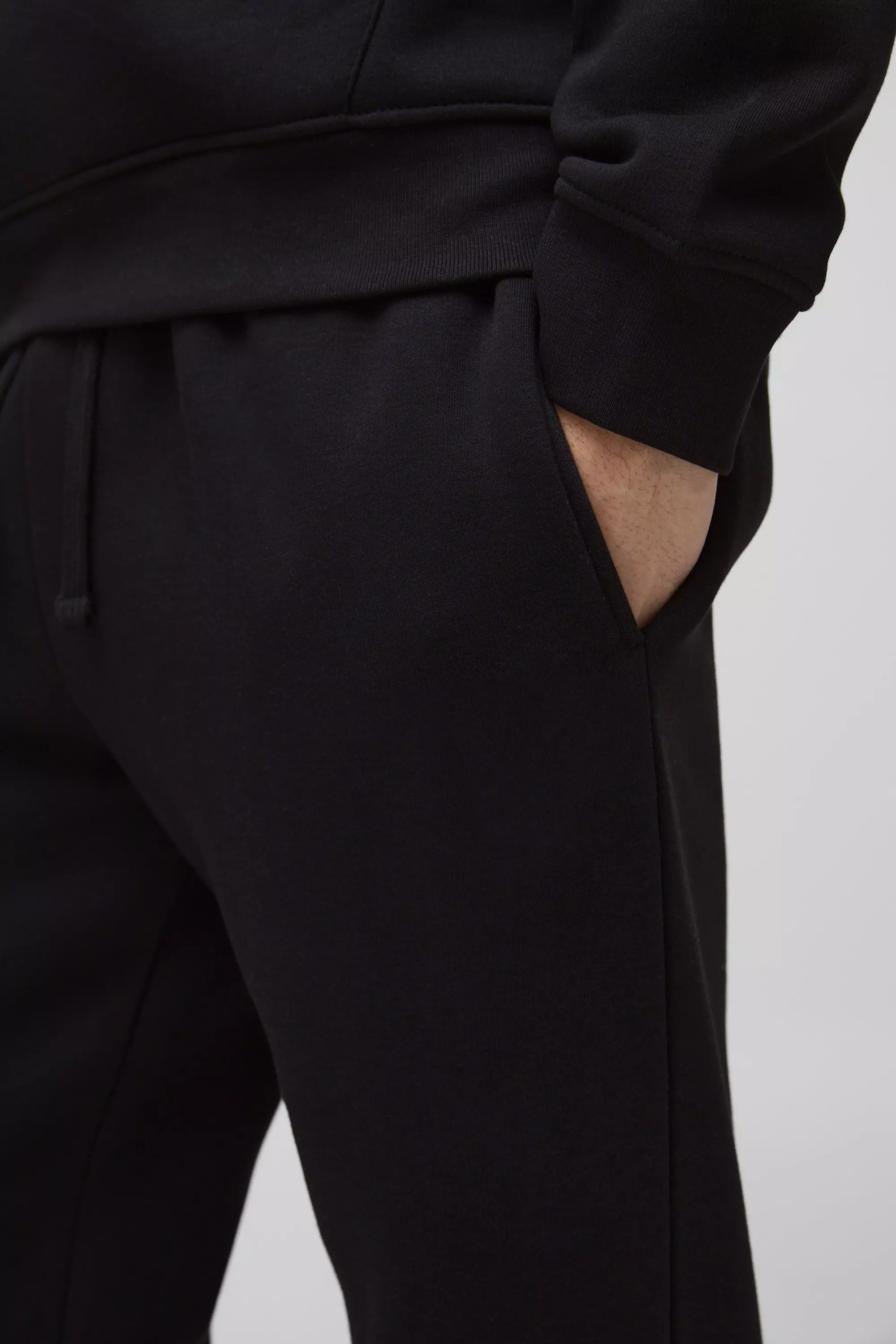 Black 330GSM Regular Fit Joggingbroek Met Split alternatieve afbeelding